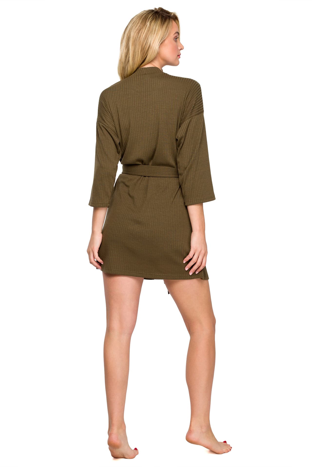 

LA119 Szlafrok z paskiem - khaki (kolor khaki, rozmiar S)