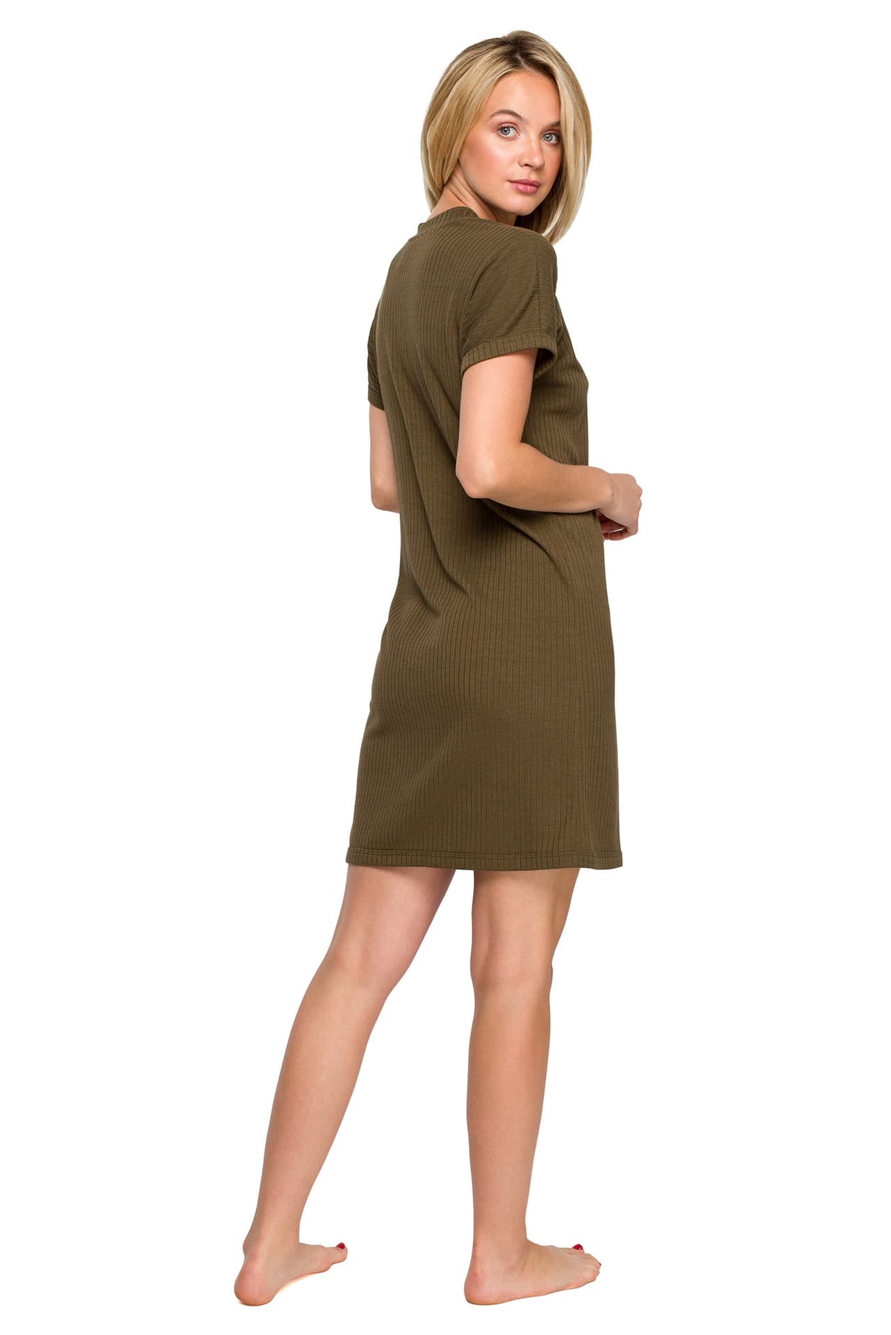 

LA120 Prążkowana koszulka do spania - khaki (kolor khaki, rozmiar S)