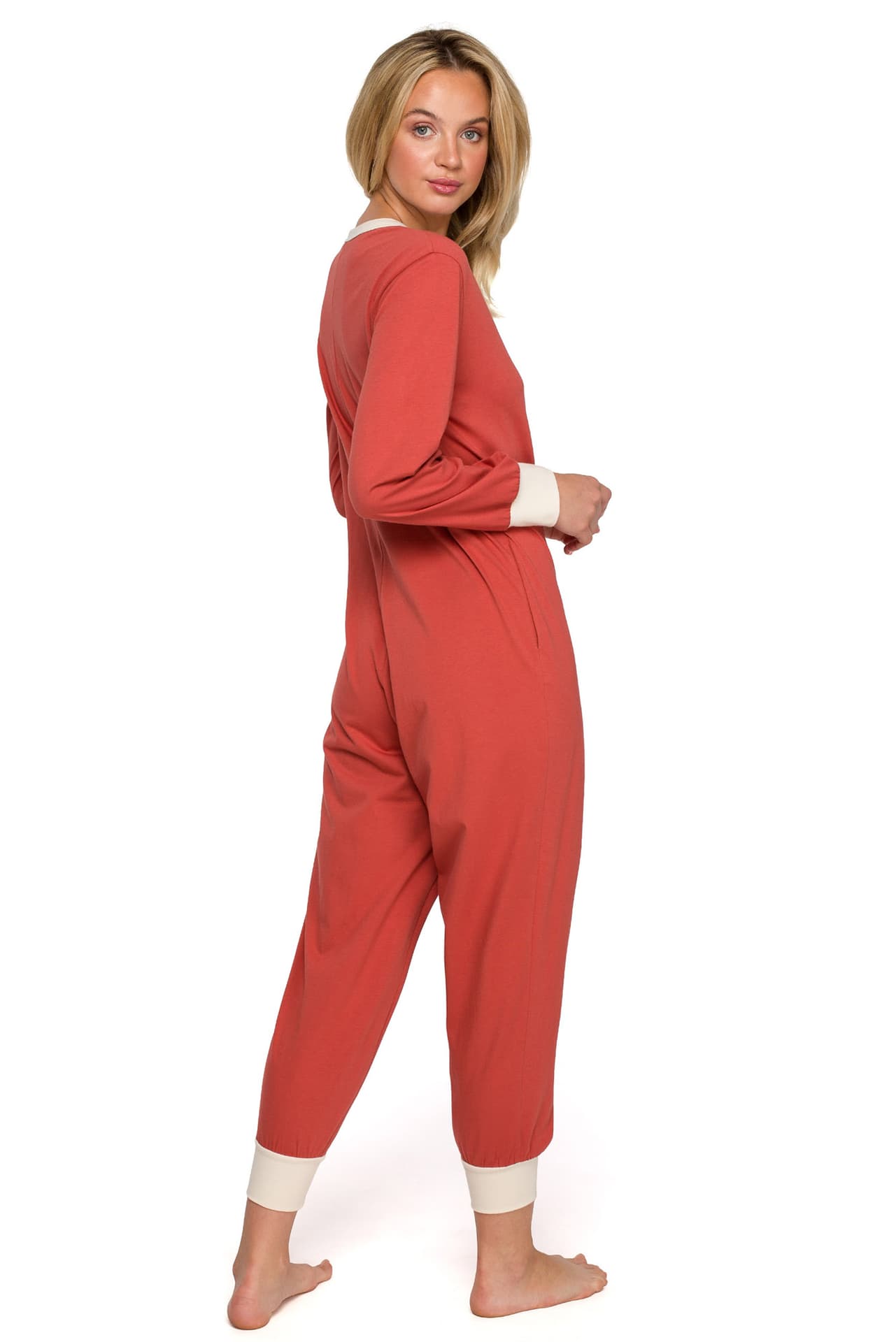 

LA124 Kombinezon długi do spania - karminowy (kolor karminowy, rozmiar S)