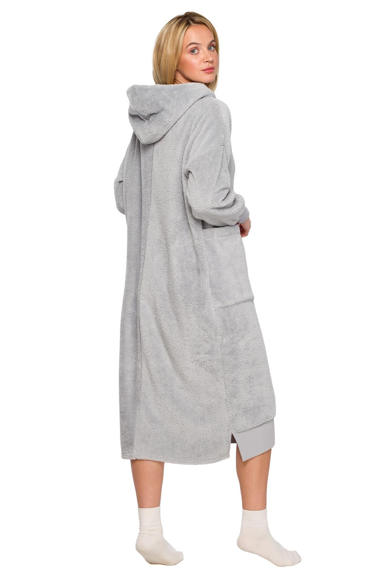 

LA127 Sukienka z kapturem - popielata (kolor popielaty, rozmiar 2XL/3XL)