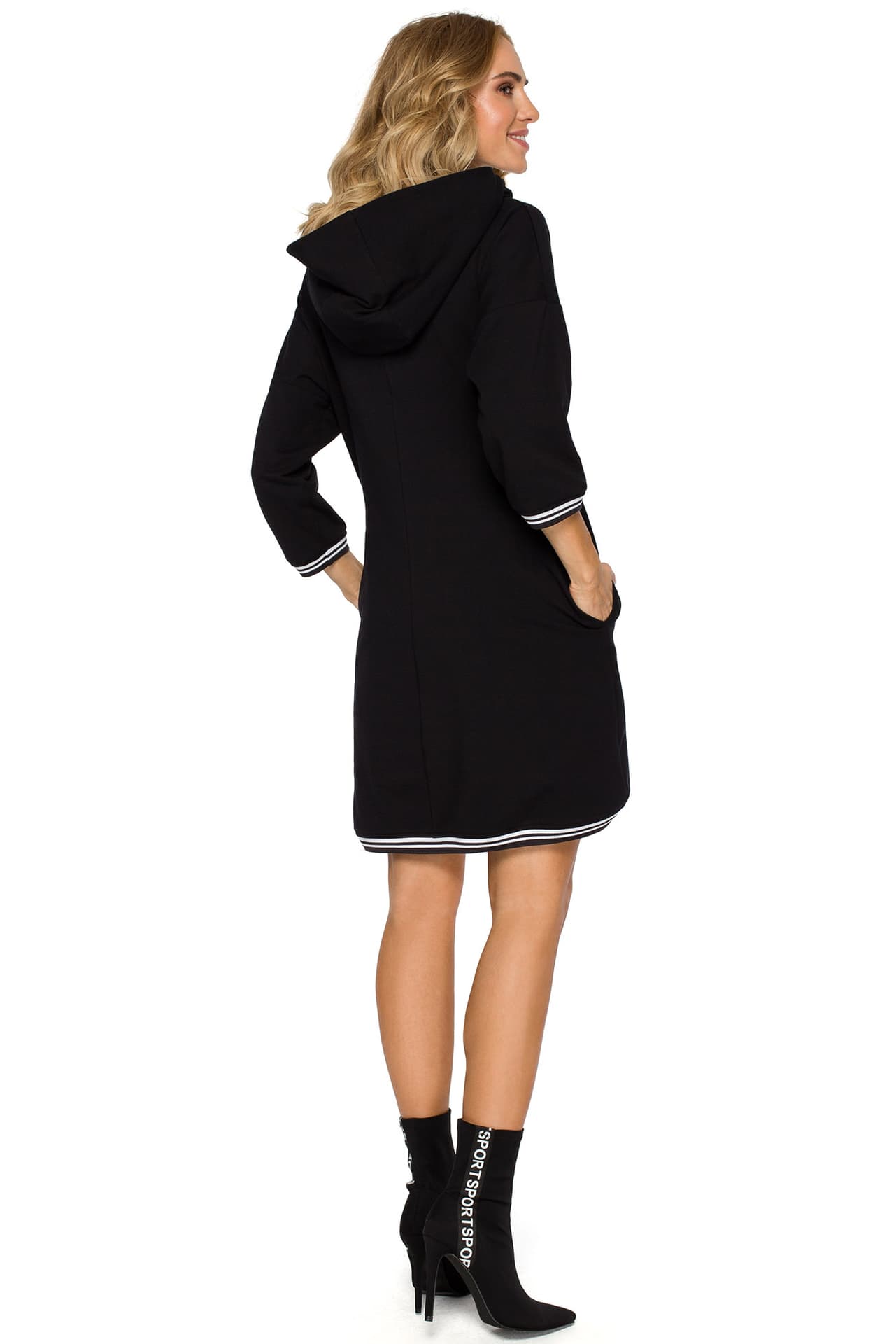 

M401 Tunika z kapturem i ściągaczem - czarna (kolor czarny, rozmiar S)