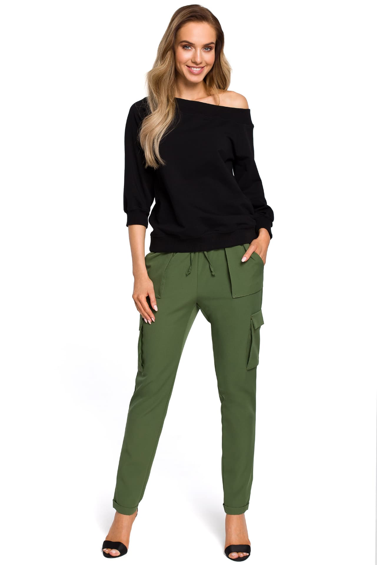 

M412 Bluza z szerokim dekoltem - czarna (kolor czarny, rozmiar L/XL)