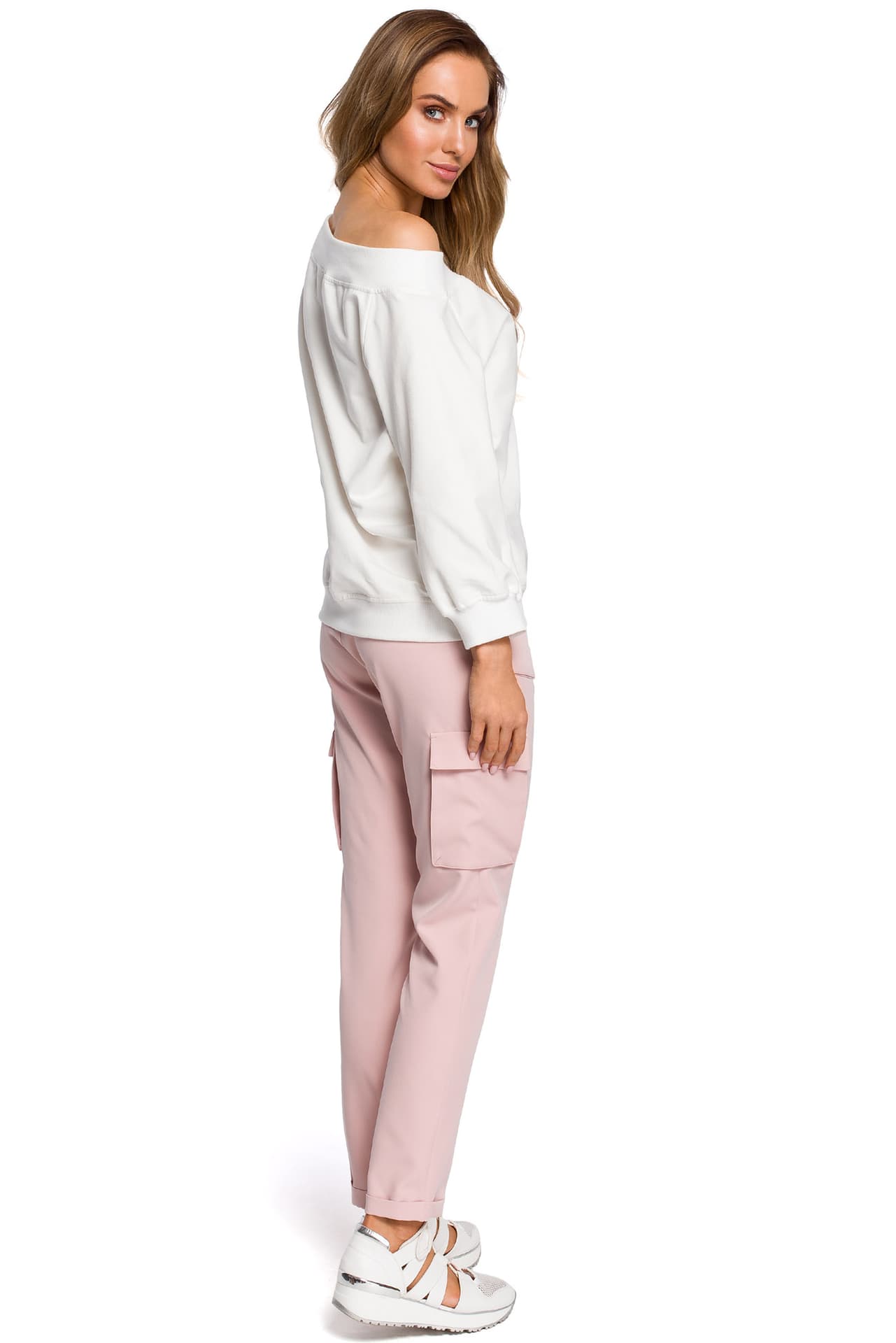 

M412 Bluza z szerokim dekoltem - ecru (kolor ecru, rozmiar S/M)