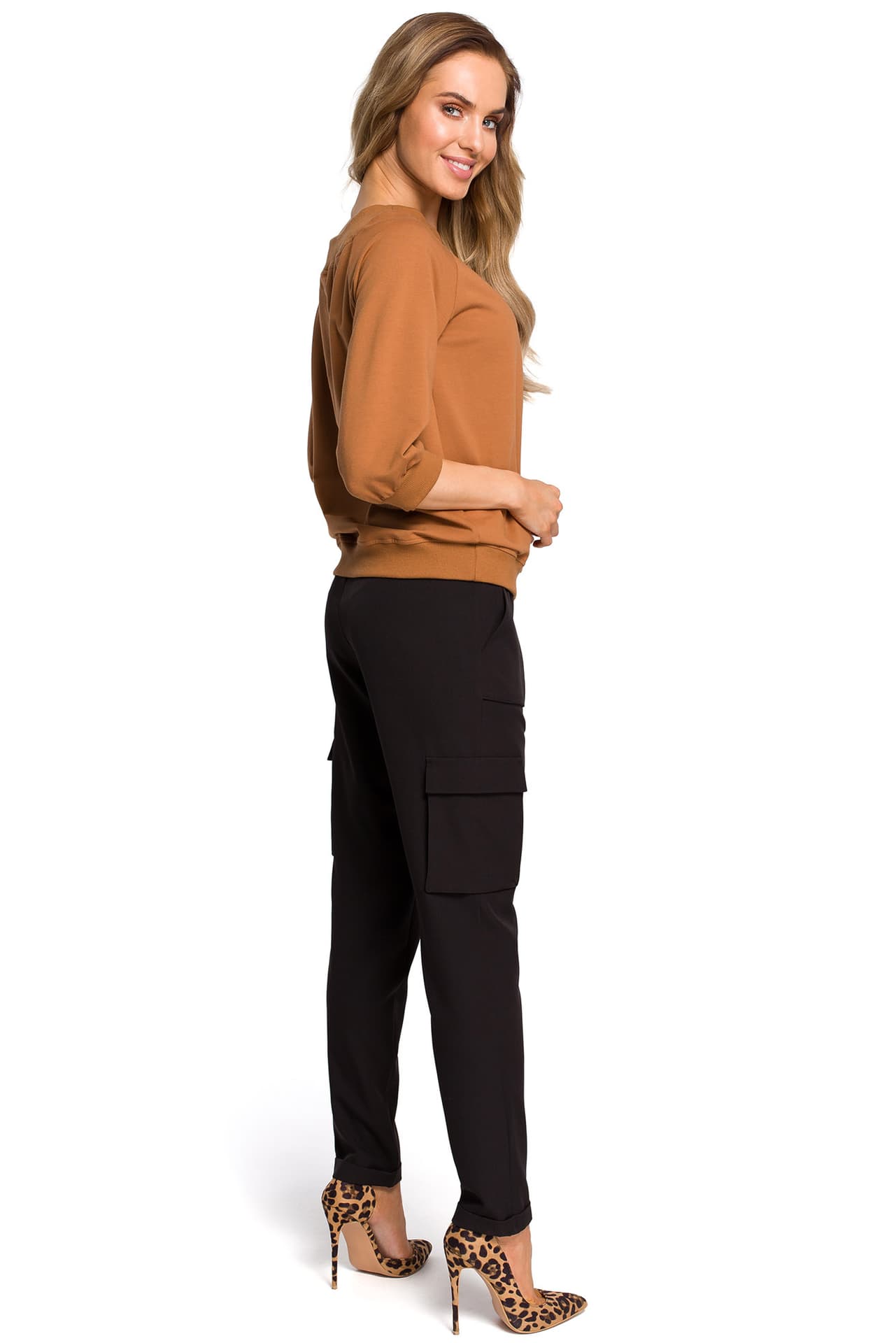 

M412 Bluza z szerokim dekoltem - karmel (kolor karmel, rozmiar 2XL/3XL)