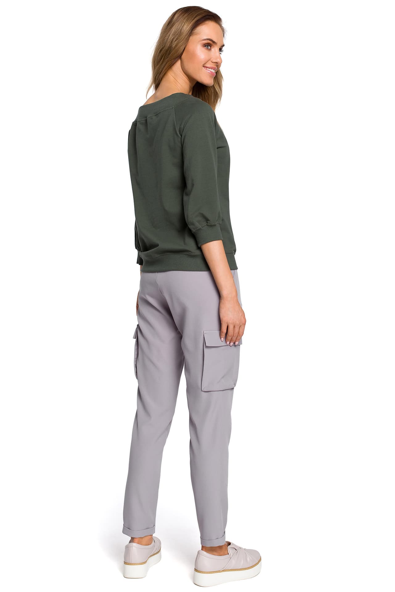 

M412 Bluza z szerokim dekoltem - khaki (kolor khaki, rozmiar 2XL/3XL)