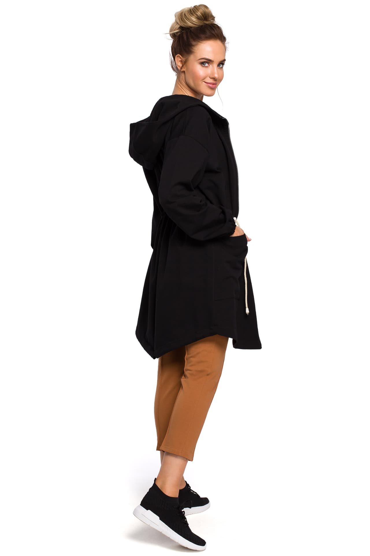 

M416 Długa bluza z kapturem - czarna (kolor czarny, rozmiar L/XL)