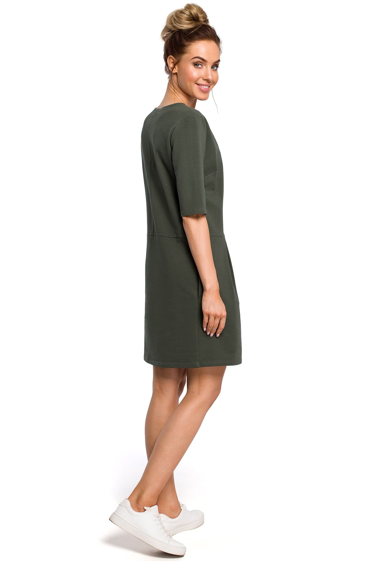 

M422 Sukienka z kokardą - khaki (kolor khaki, rozmiar M)