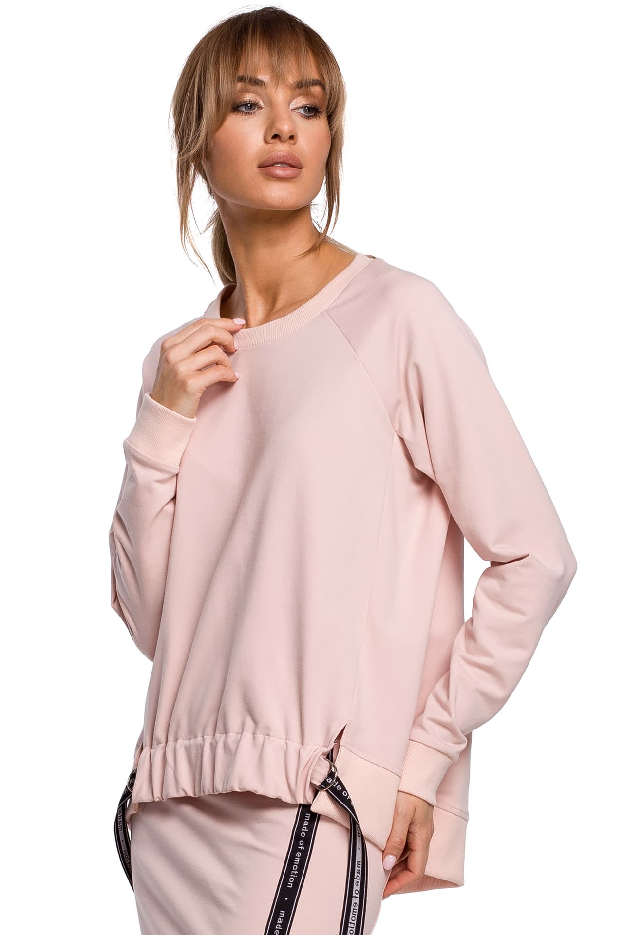 

M492 Bluza z klamerkami i lampasami na przodzie - cukierkowo różowa (kolor jasny róż, rozmiar XL)