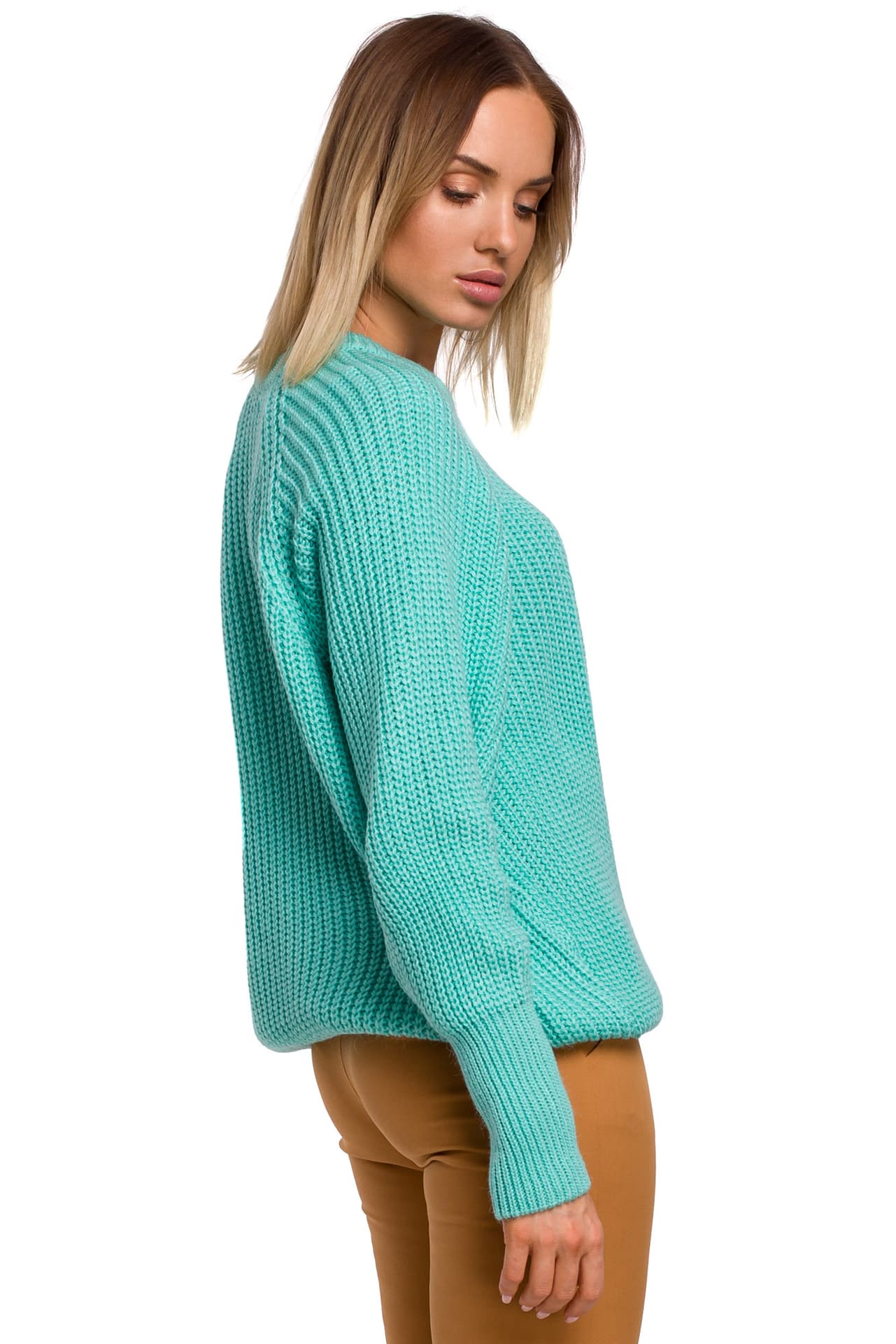 

M537 Sweter prążek pod szyję - seledynowy (kolor seledyn, rozmiar S/M)