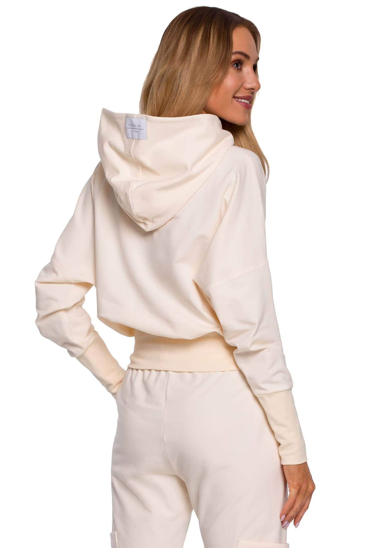 

M592 Bluza z kapturem i ściągaczem - śmietankowa (kolor ecru, rozmiar S/M)