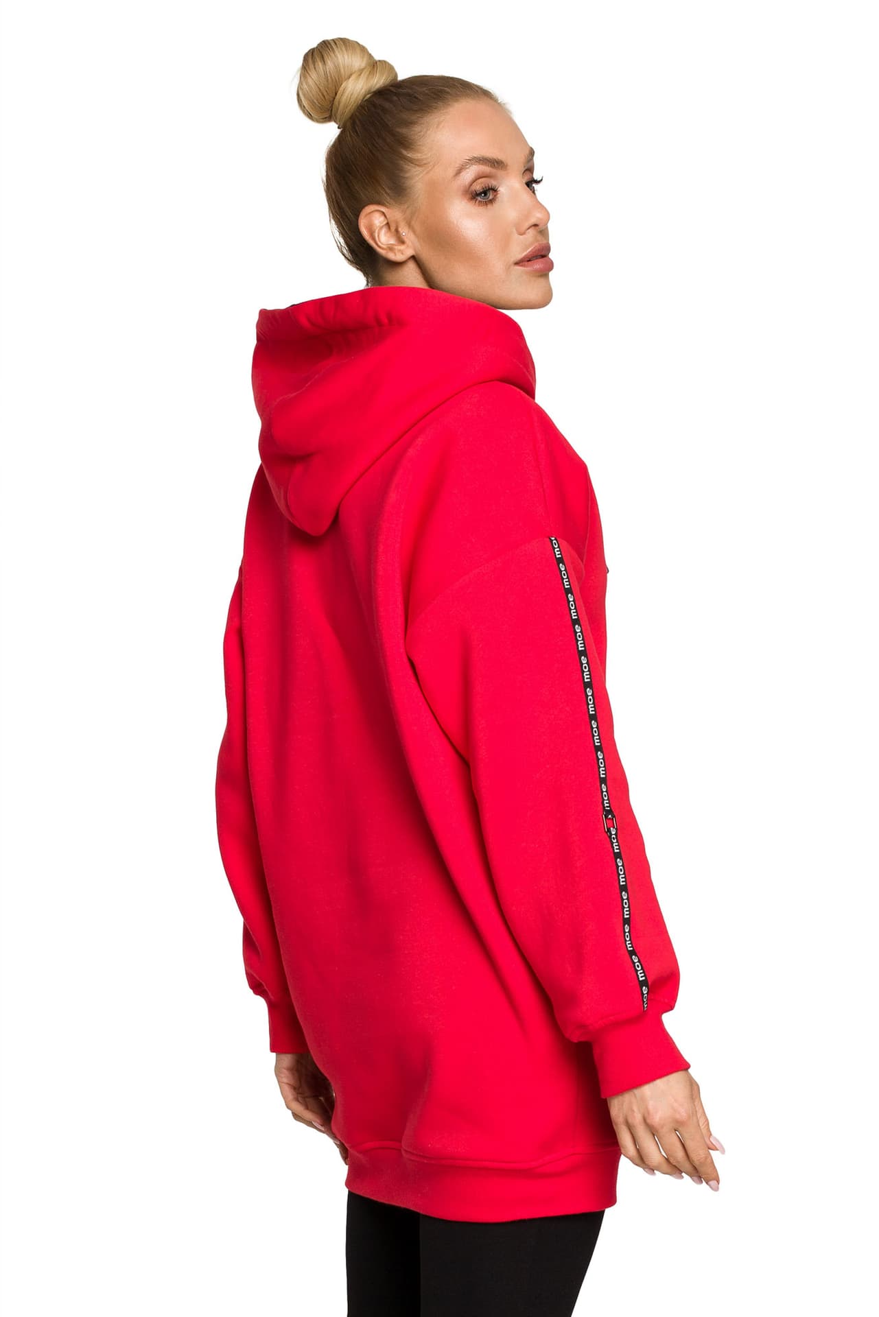 

M696 Bluza z kapturem i ozdobnymi lampasami - czerwona (kolor czerwony, rozmiar XL)