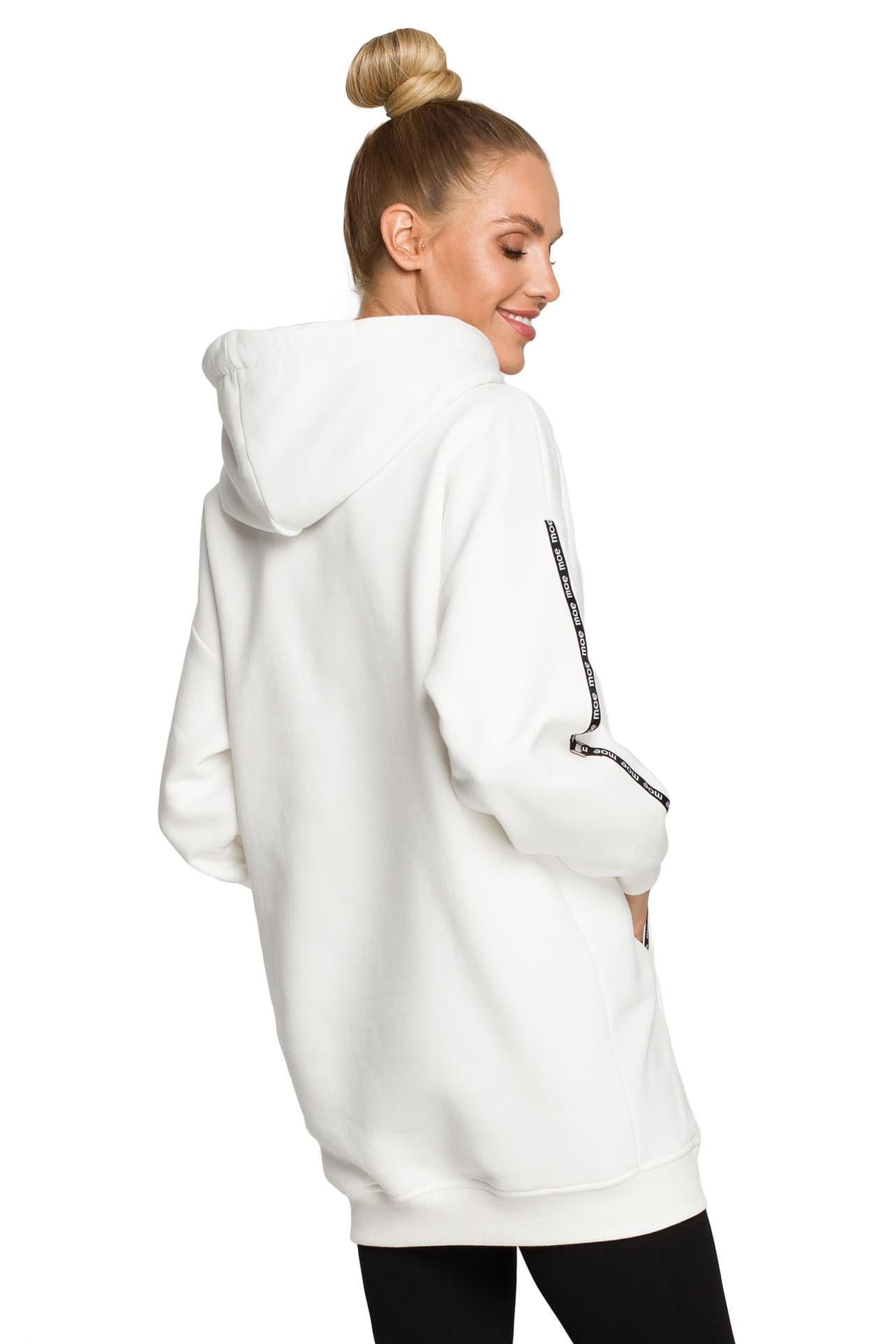 

M696 Bluza z kapturem i ozdobnymi lampasami - ecru (kolor ecru, rozmiar XL)
