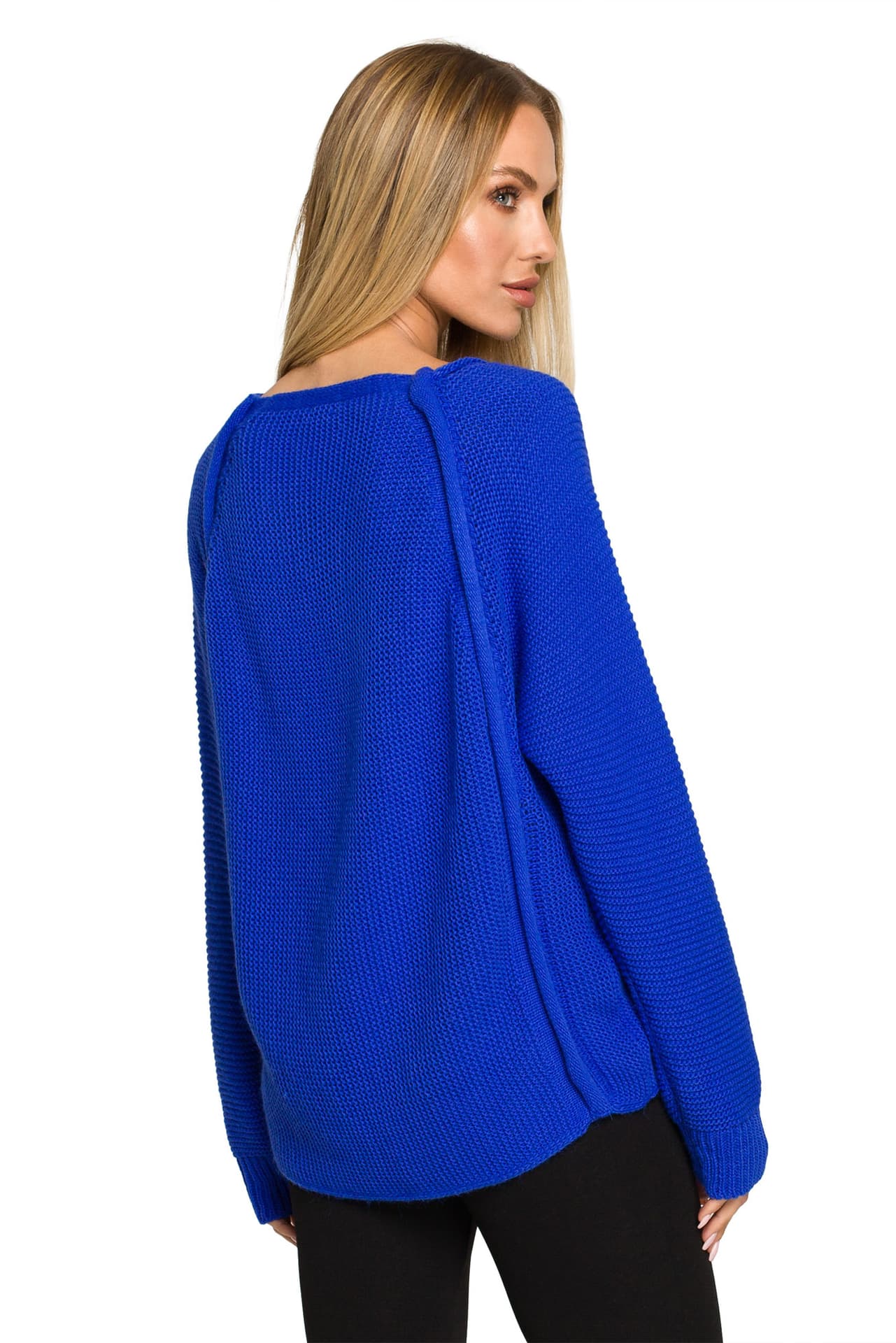 

M712 Sweter z ozdobnymi guzikami - szafirowy (kolor szafir, rozmiar S/M)