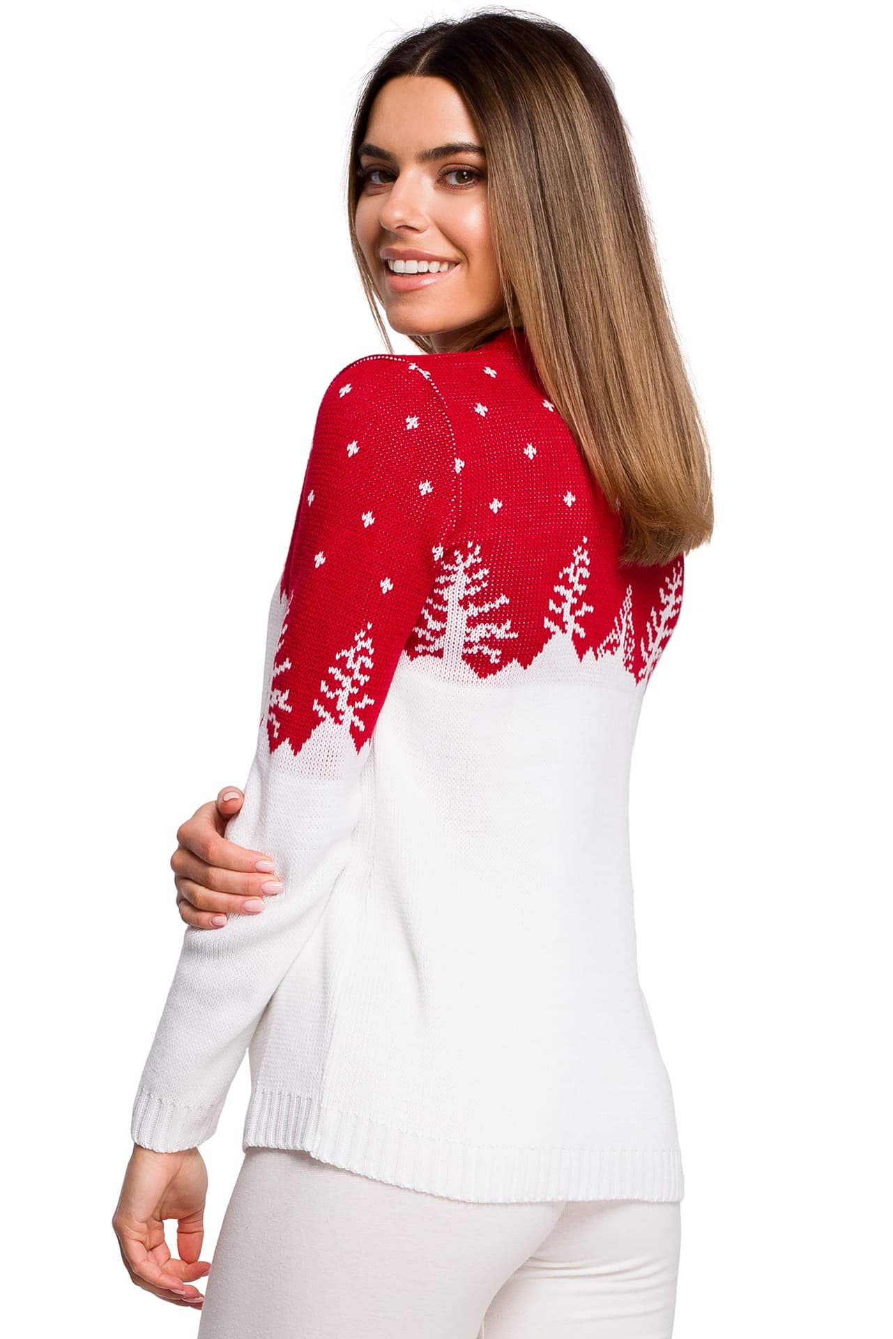 

MXS05 Sweter świąteczny z motywem choinek - czerwony (kolor czerwony, rozmiar uniwersalny)