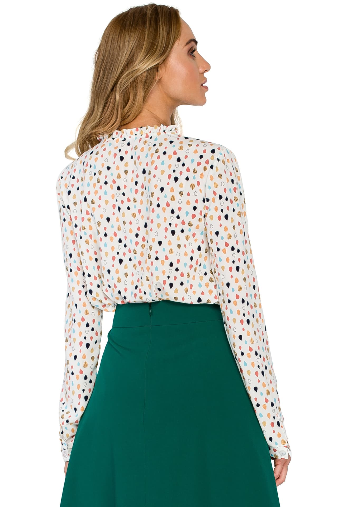 

S134 Bluzka w stylu boho z wiązaniem - ecru (kolor ecru, rozmiar M)