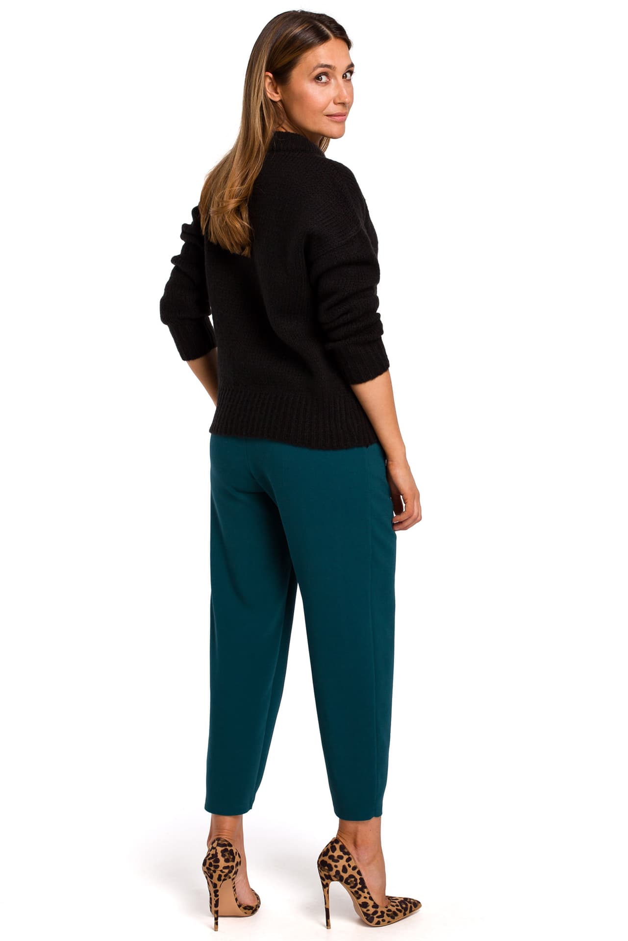 

S185 Sweter o luźnym splocie - czarny (kolor czarny, rozmiar S/M)