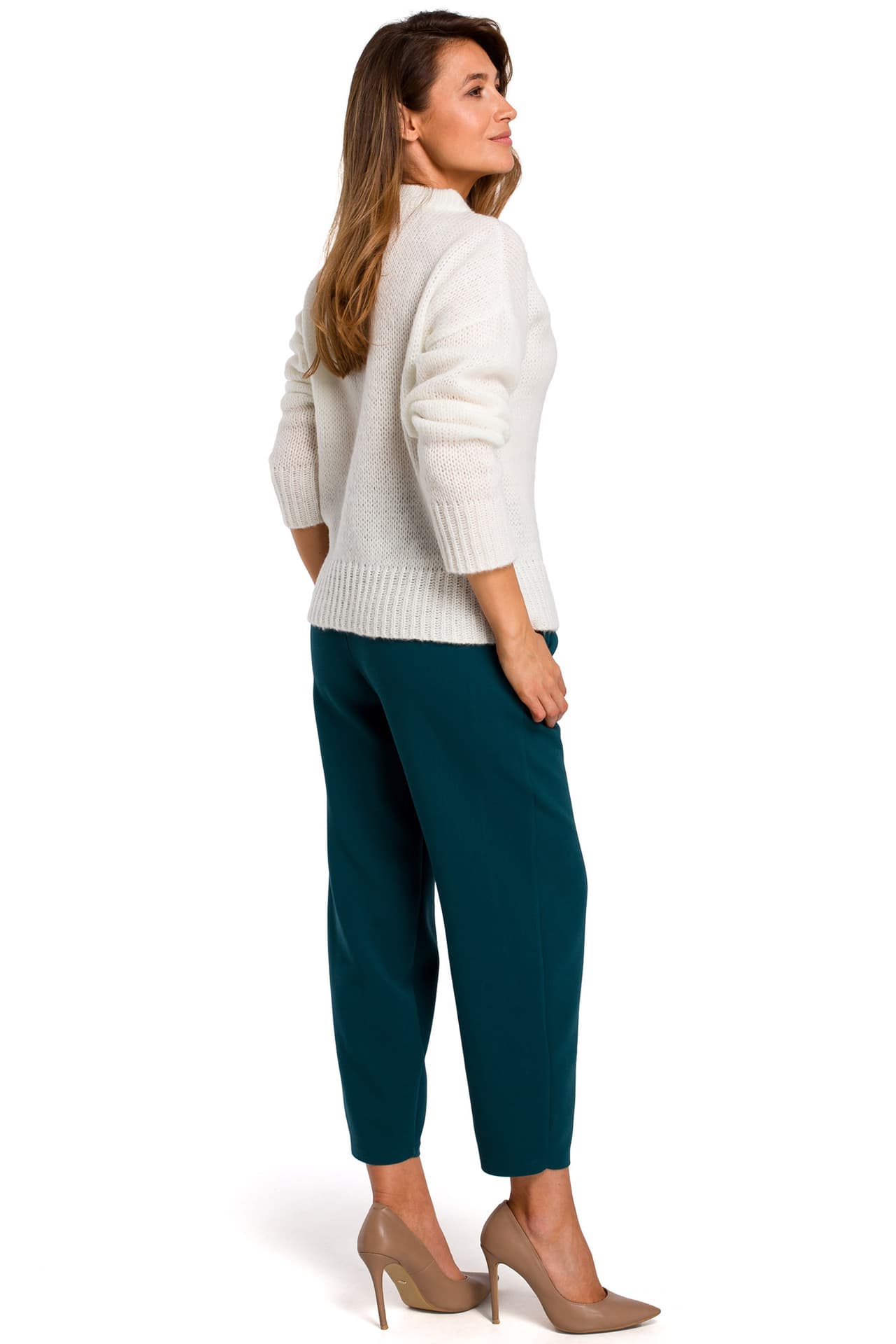 

S185 Sweter o luźnym splocie - ecru (kolor ecru, rozmiar S/M)