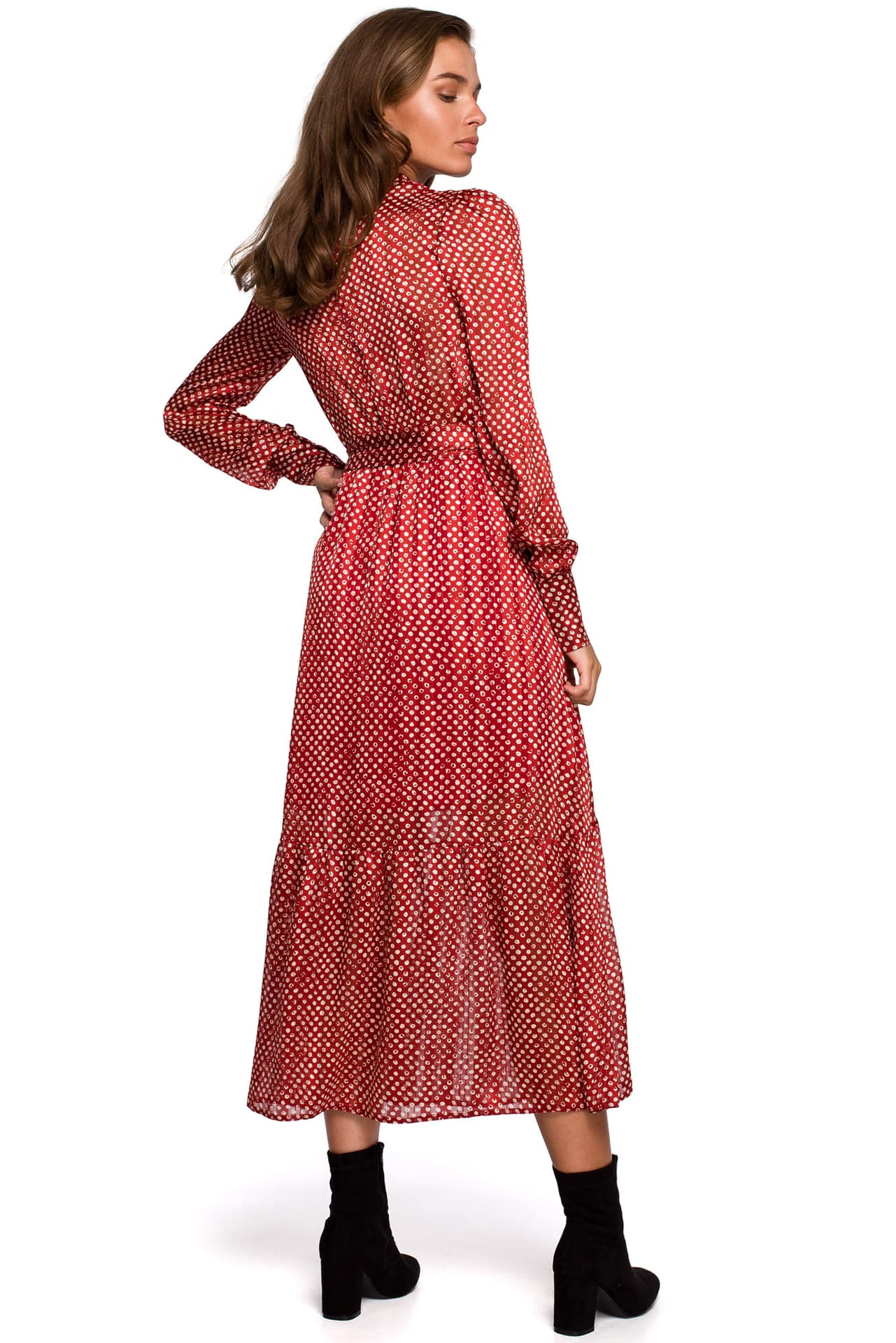 

S238 Sukienka midi szyfonowa w groszki - model 2 (kolor jak na zdjęciu, rozmiar XXL)