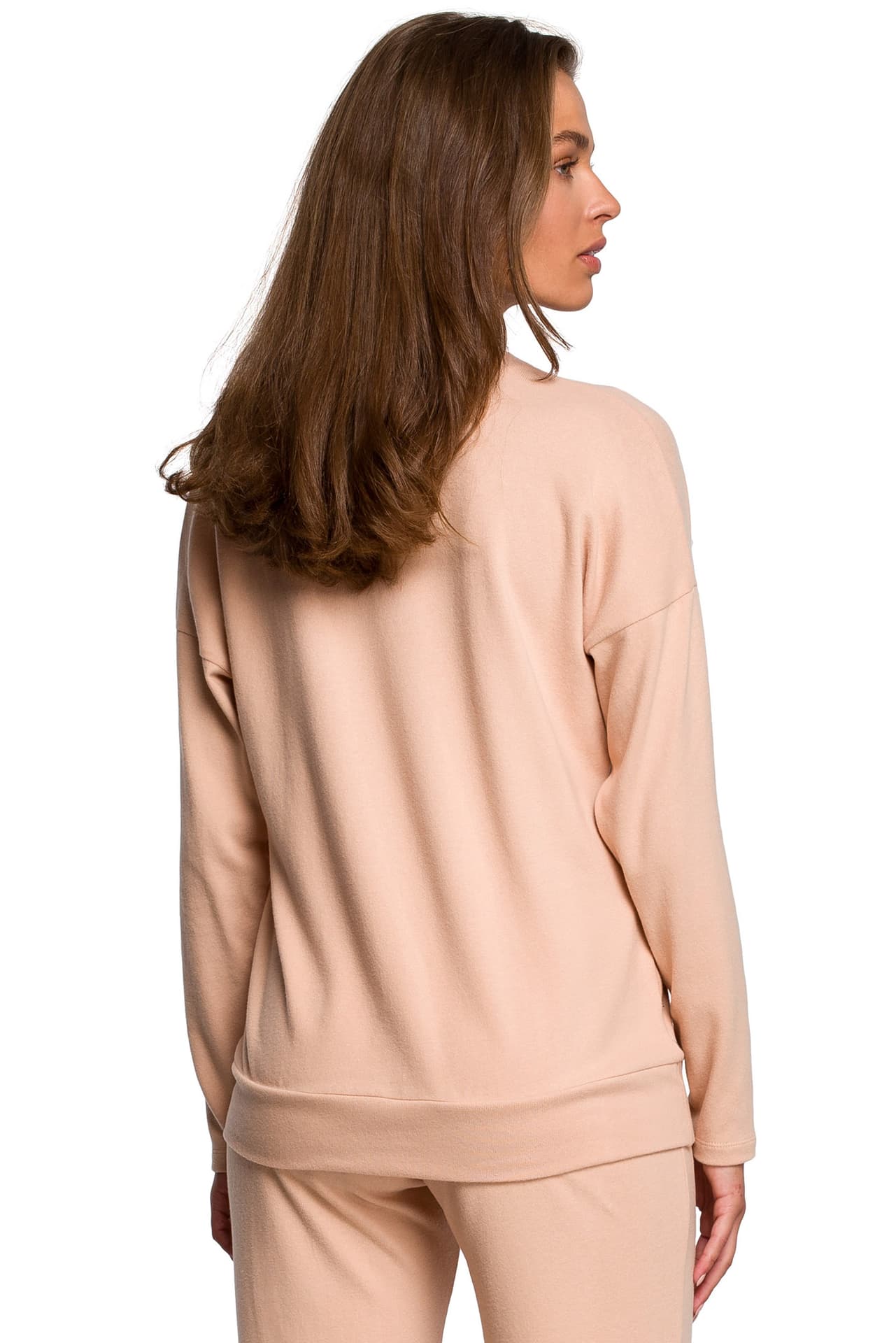 

S246 Sweterek z dekoltem v - beżowy (kolor beżowy, rozmiar 2XL/3XL)