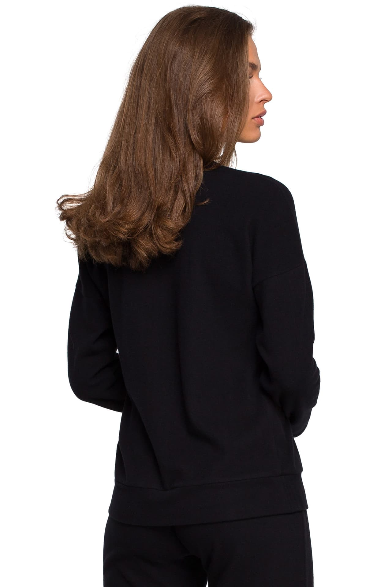 

S246 Sweterek z dekoltem v - czarny (kolor czarny, rozmiar 2XL/3XL)