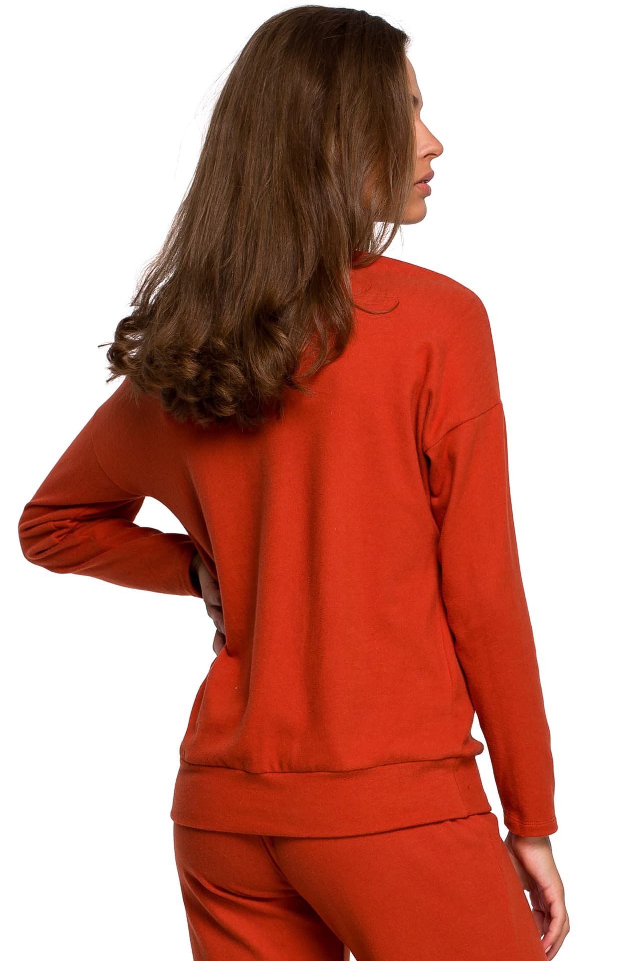 

S246 Sweterek z dekoltem v - rudy (kolor rudy, rozmiar 2XL/3XL)