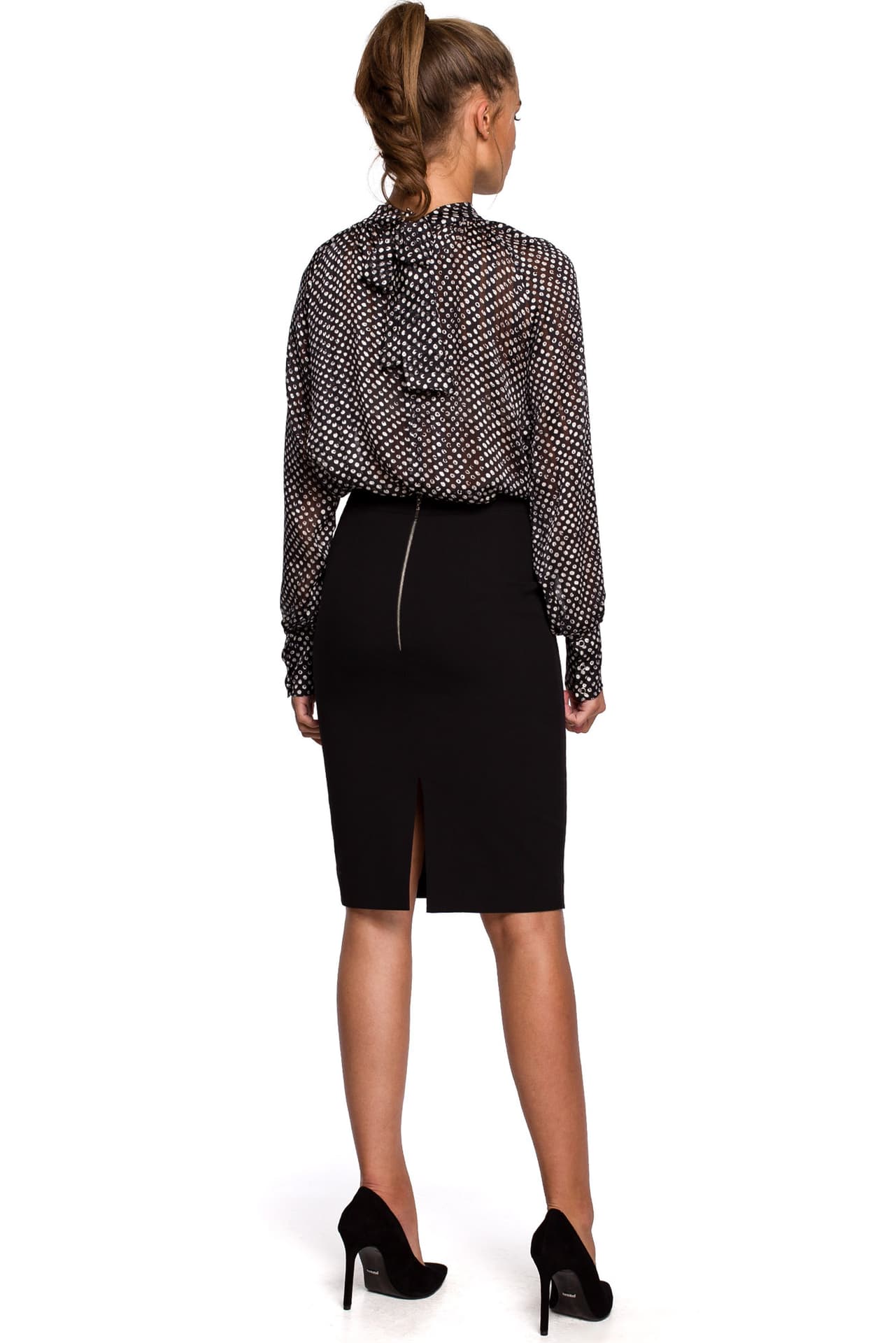 

S248 Spódnica ołówkowa z zamkiem - czarne (kolor czarny, rozmiar XL)