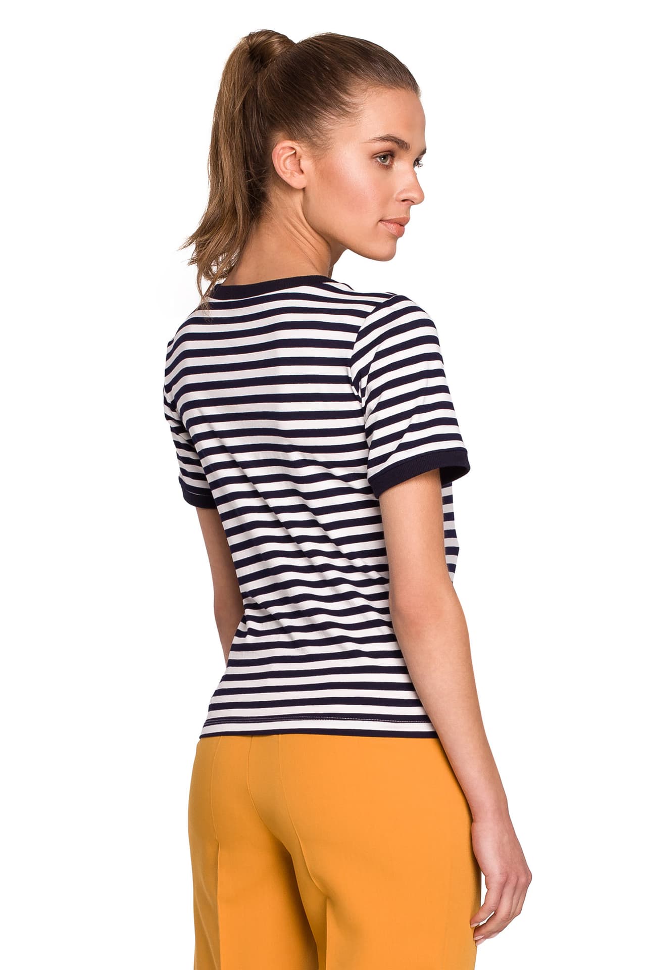 

S304 T-Shirt w marynarskie paski - model 2 (kolor paski, rozmiar L)