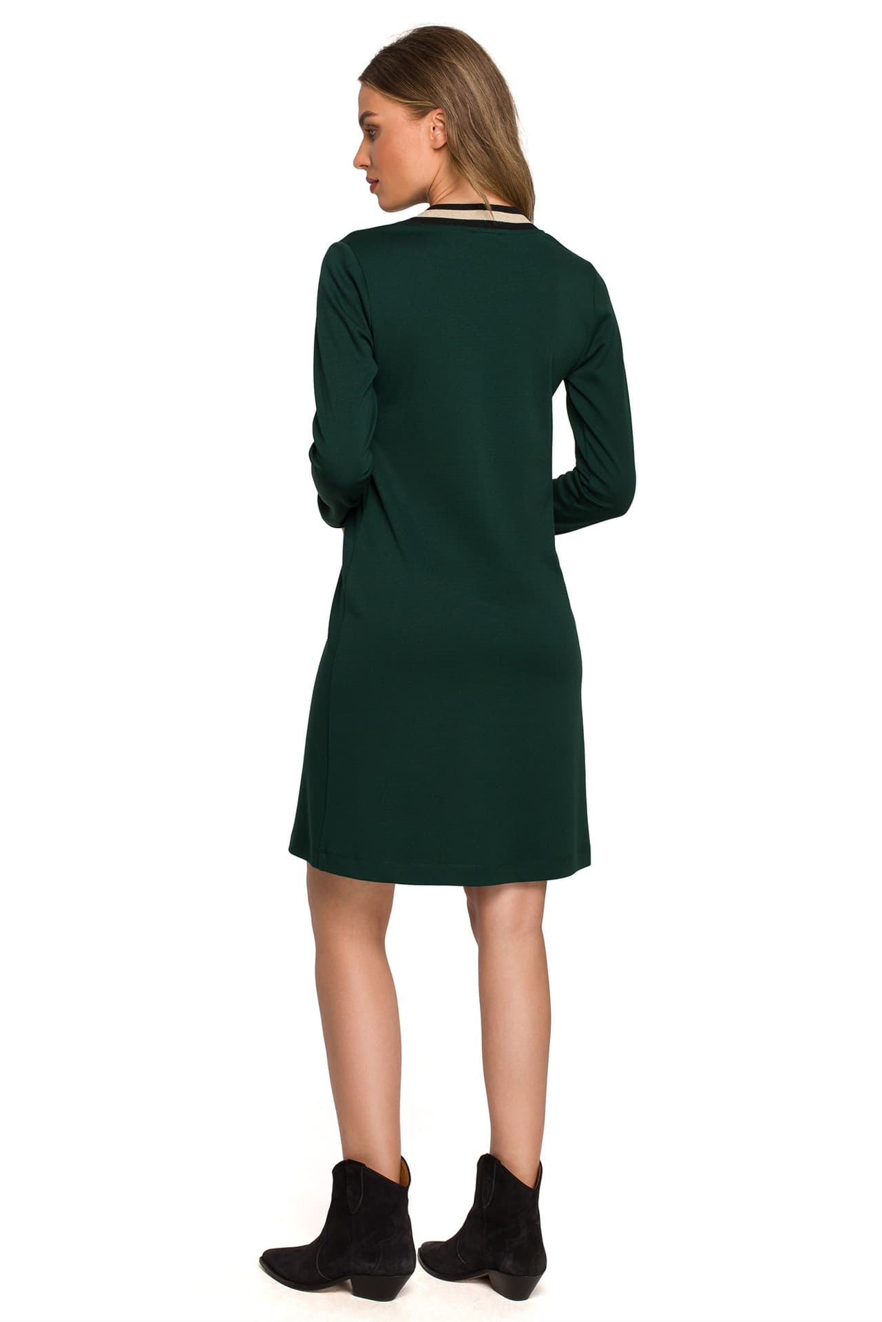 

S328 Sukienka ze ściągaczami z lurexem - zielona (kolor zielony, rozmiar L)