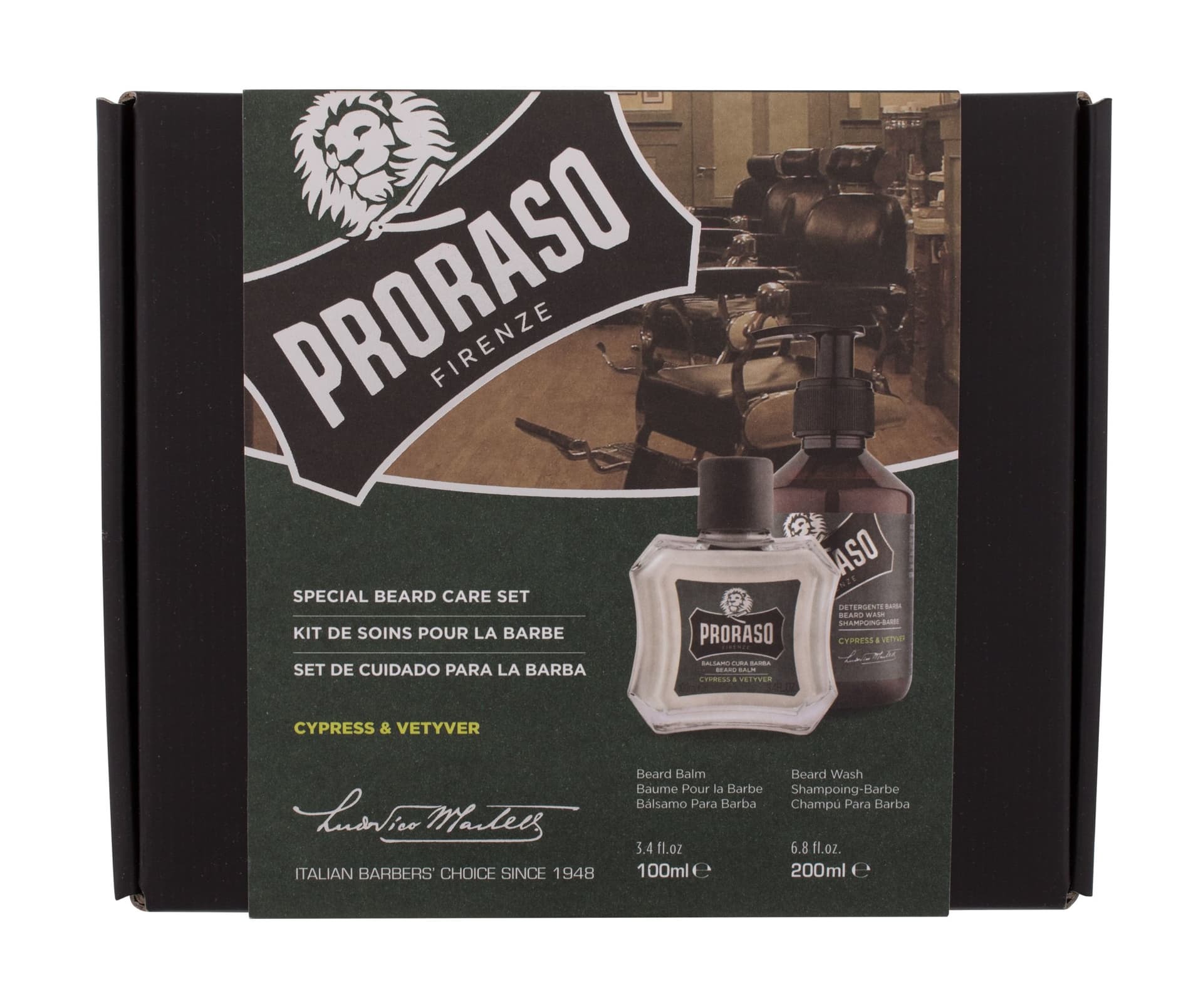 

PRORASO Special Beard Care Set Cypress Vetyver Szampon do włosów 200ml Szampon do brody Cypress Vetyver 200ml + Balsam do brody Cypress Vetyver 30ml (M)