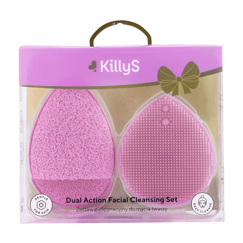 

KillyS Dual Action Facial Cleansing zestaw silikonowa szczoteczka do mycia twarzy + gąbka złuszczająca