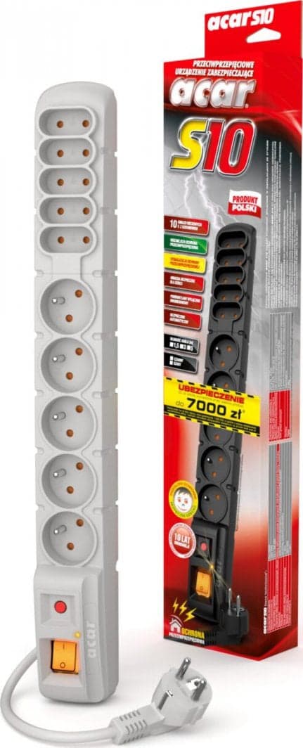 

Zasilacz PC ACAR HSKDATA W0132 Acar S10 listwa zasilająco-filtrująca, szara 3m W0132