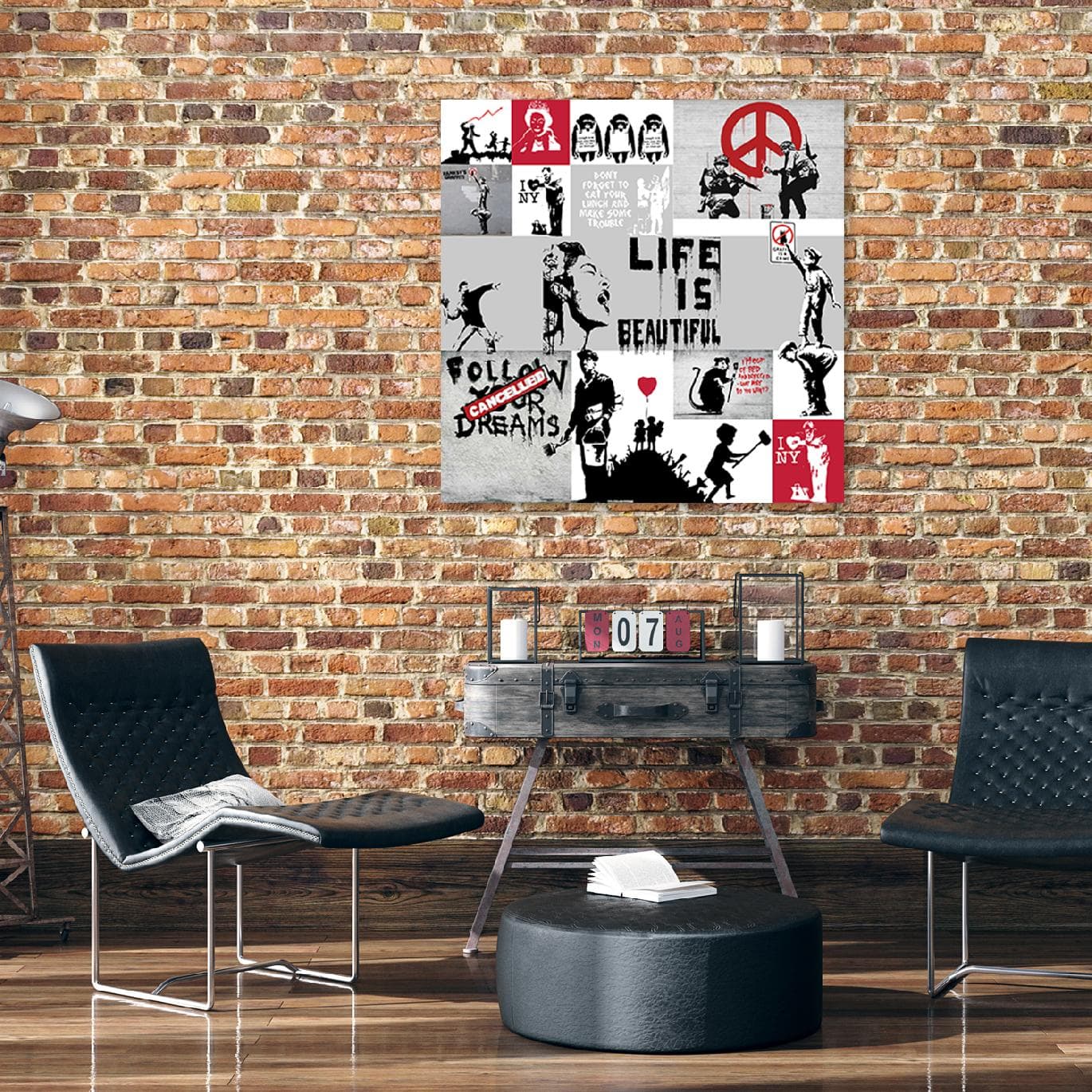 

Obraz na płótnie, Banksy kompozycja graffiti (Rozmiar 60x60)