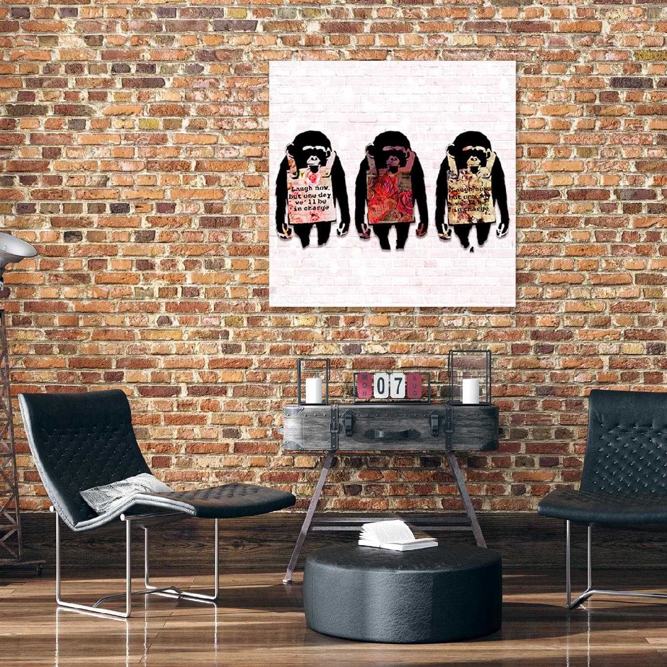 

Obraz na płótnie, Banksy Śmiejcie się małpy (Rozmiar 50x50)