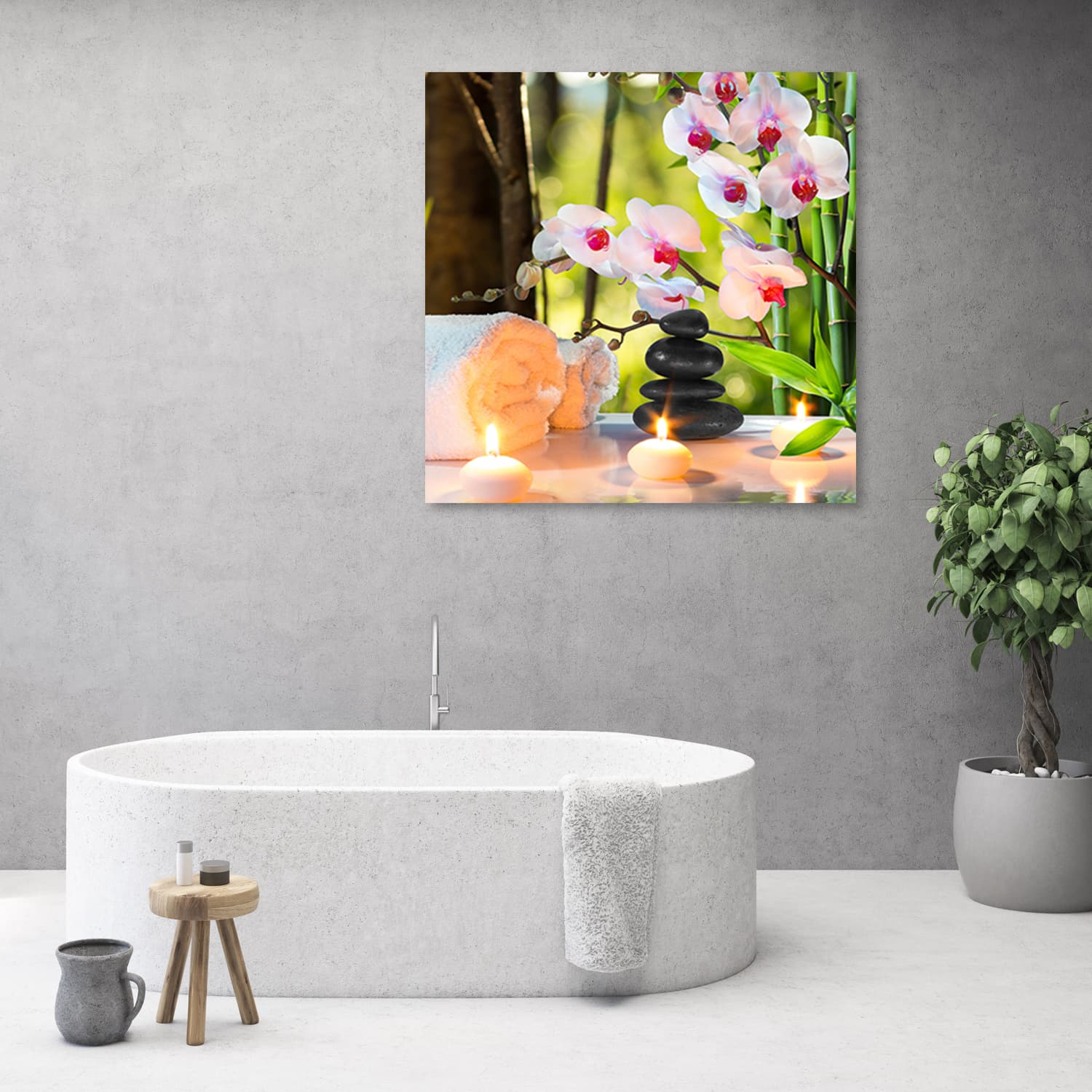 

Obraz na płótnie, Spa świece i kwiaty orchidei (Rozmiar 50x50)