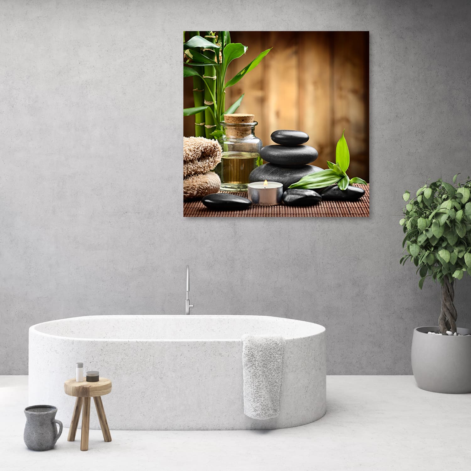 

Obraz Deco Panel, Kompozycja zen z czarnych kamieni i bambusa (Rozmiar 40x40)