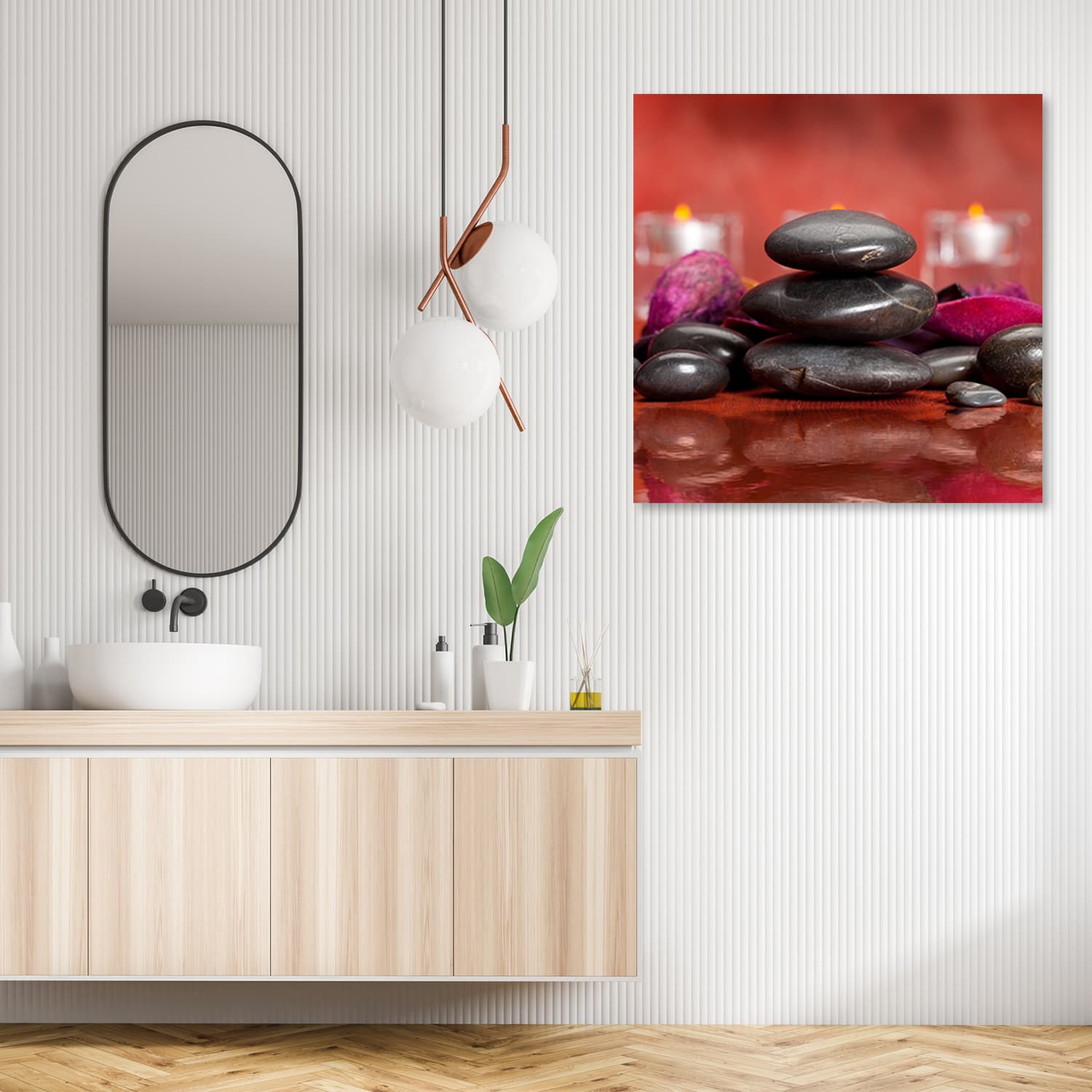 

Obraz Deco Panel, Kamienie zen na czerwonym tle (Rozmiar 50x50)