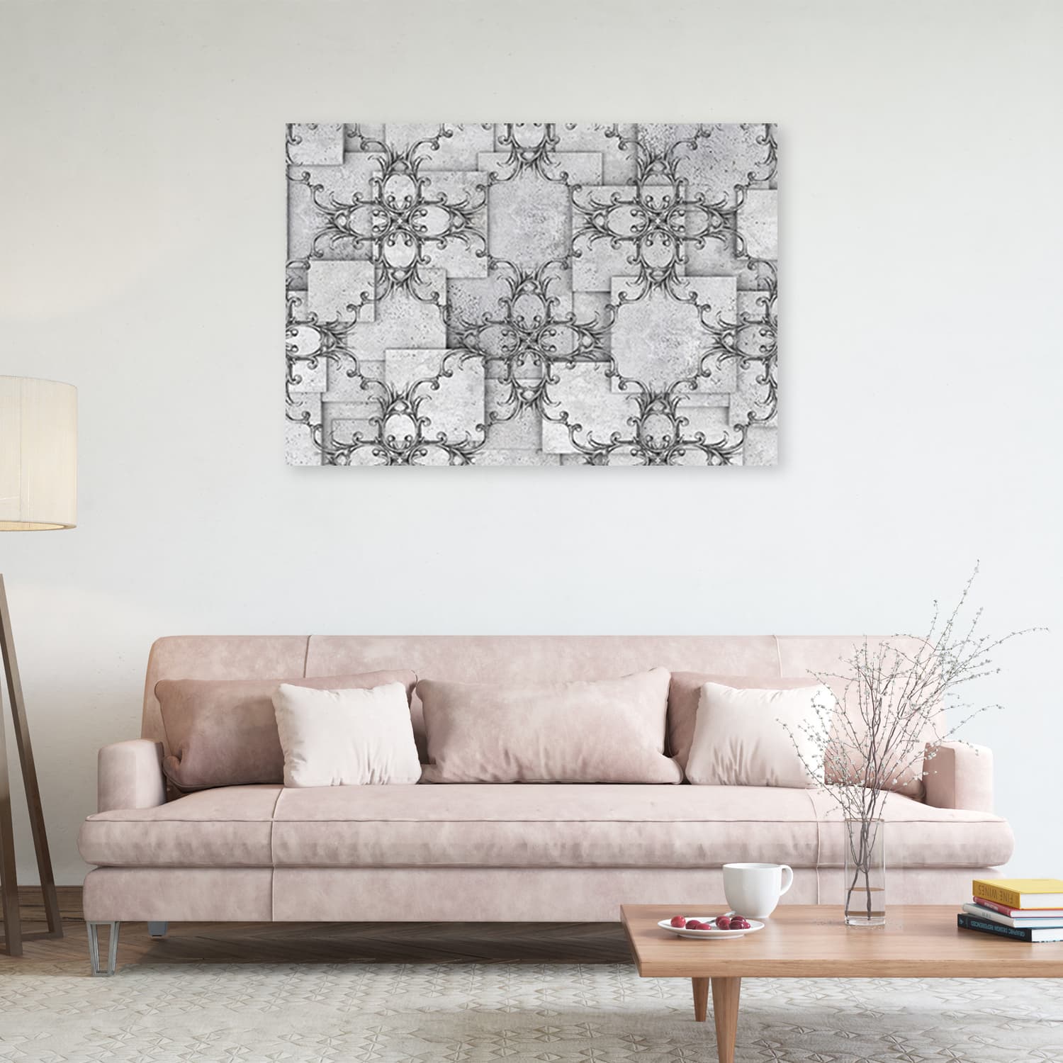 

Obraz na płótnie, Orientalny wzór na szarm tle (Rozmiar 90x60)