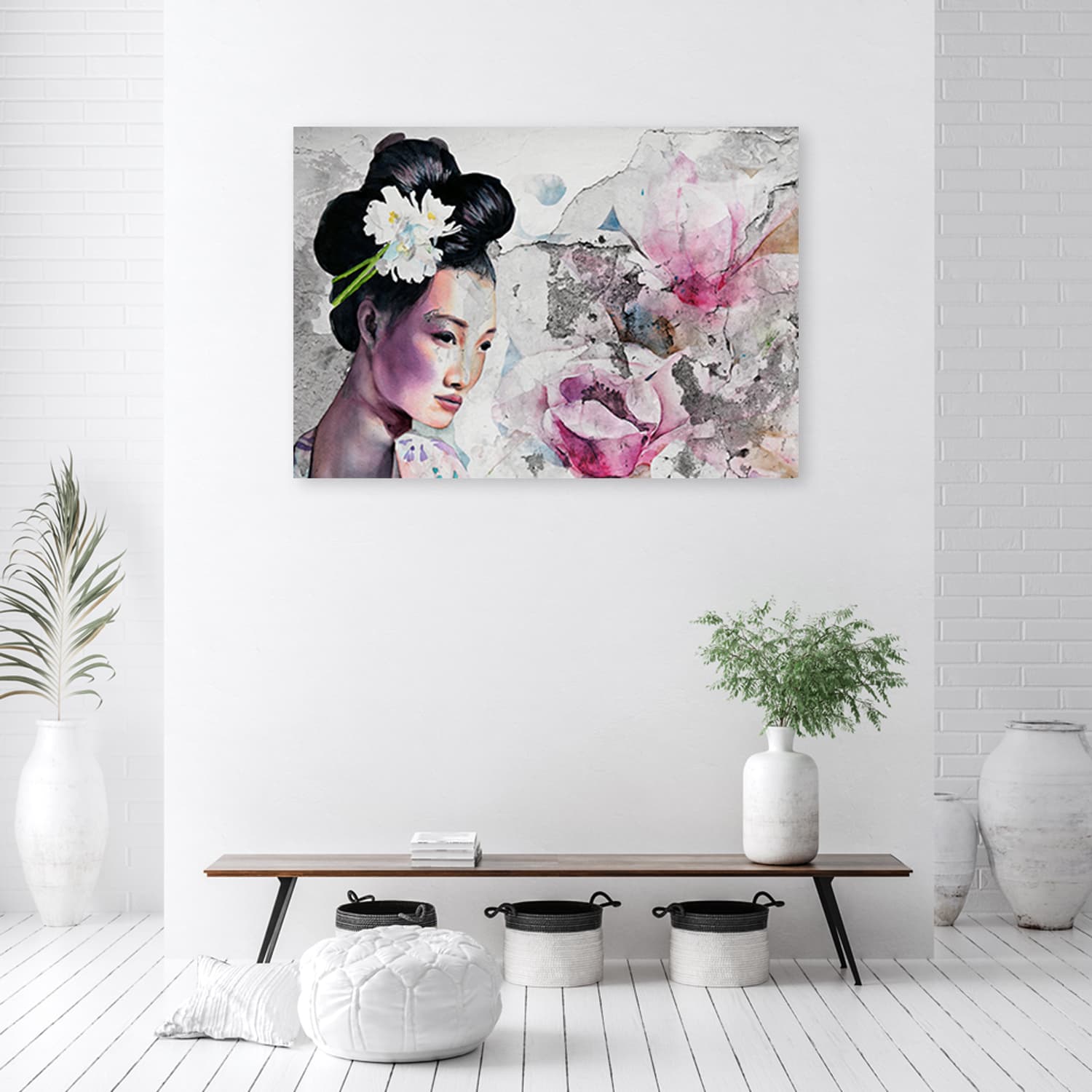 

Obraz Deco Panel, Portret gejszy na starej ścianie (Rozmiar 90x60)