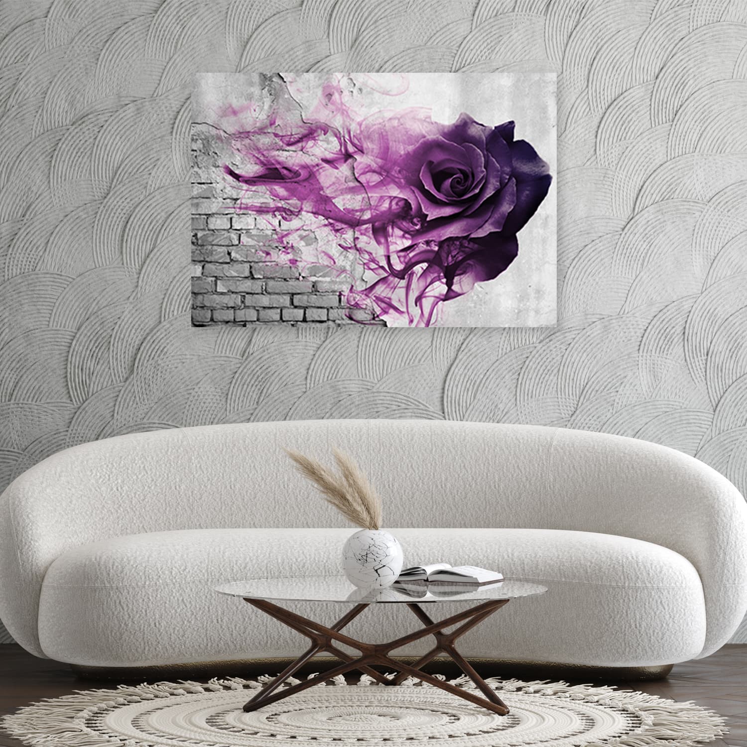 

Obraz Deco Panel, Fioletowa róża na tle z cegłami (Rozmiar 120x80)