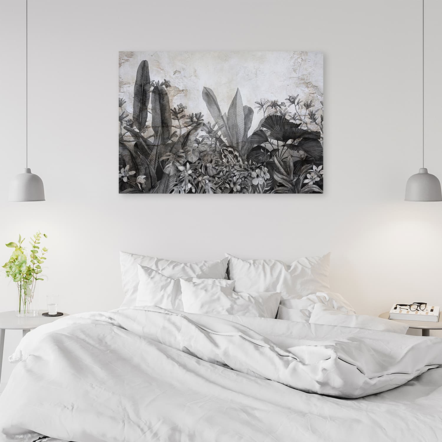 

Obraz Deco Panel, Czarno białe liście na tle betonu (Rozmiar 90x60)