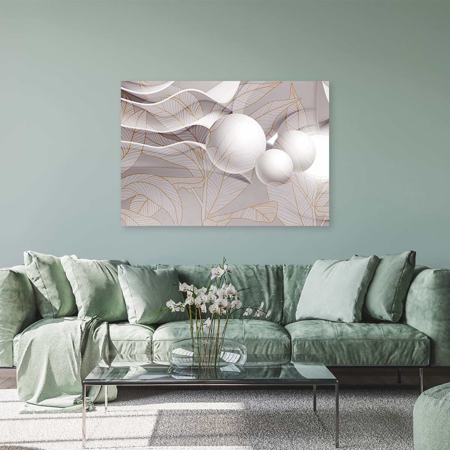 

Obraz Deco Panel, Złote liście i kule 3D (Rozmiar 60x40)