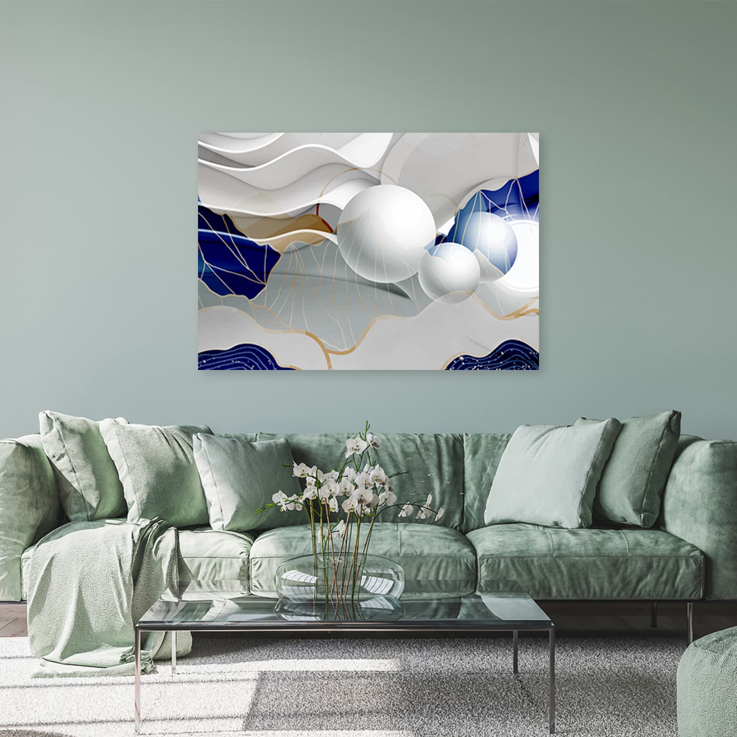

Obraz Deco Panel, Niebieska abstrakcja z kulami 3D (Rozmiar 120x80)