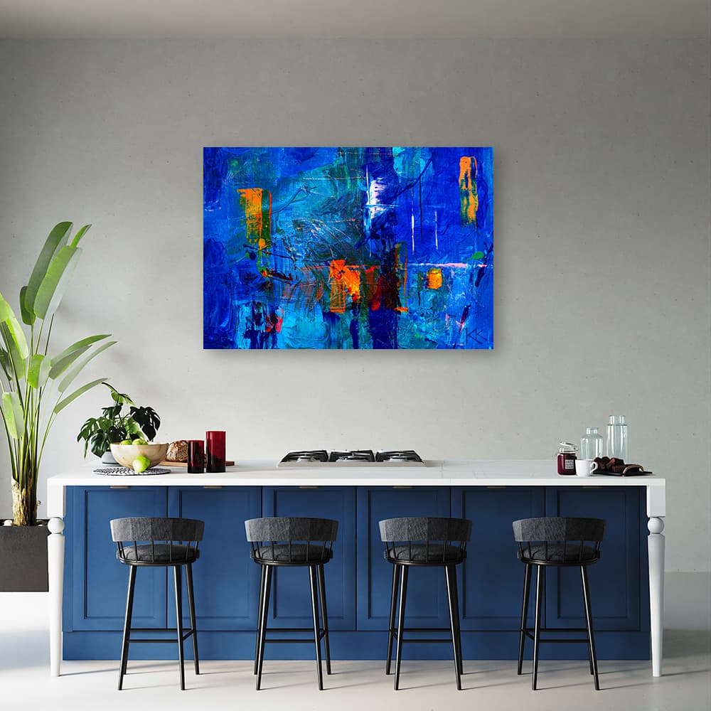 

Obraz Deco Panel, Niebieska abstrakcja ręcznie malowana (Rozmiar 120x80)