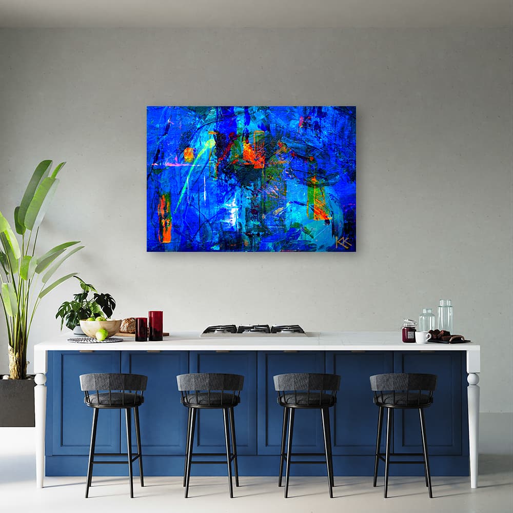 

Obraz Deco Panel, Niebieska abstrakcja ręcznie malowana (Rozmiar 120x80)