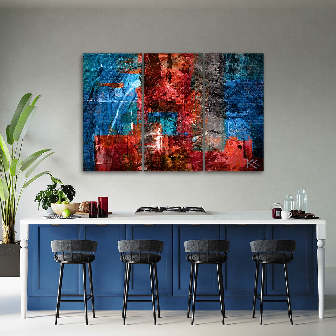 

Obraz trzyczęściowy Deco Panel, Czerwona abstrakcja ręcznie malowana (Rozmiar 120x80)