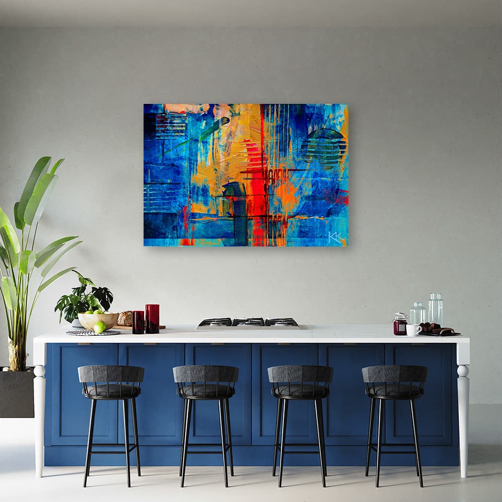 

Obraz Deco Panel, Niebieska abstrakcja ręcznie malowana (Rozmiar 120x80)
