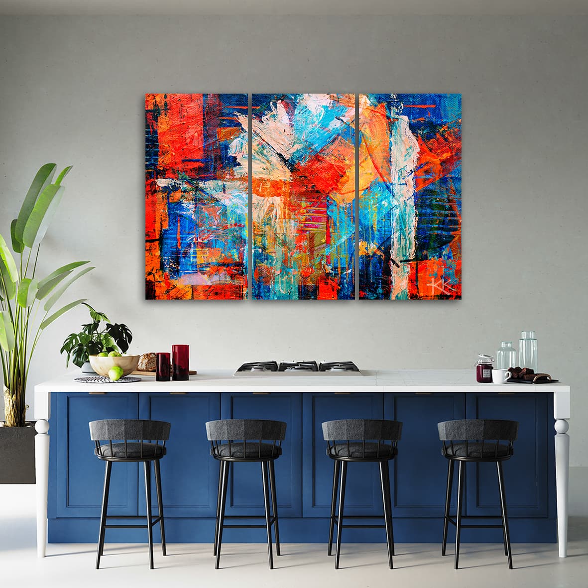 

Obraz trzyczęściowy na płótnie, Pomarańczowa abstrakcja ręcznie malowana (Rozmiar 120x80)