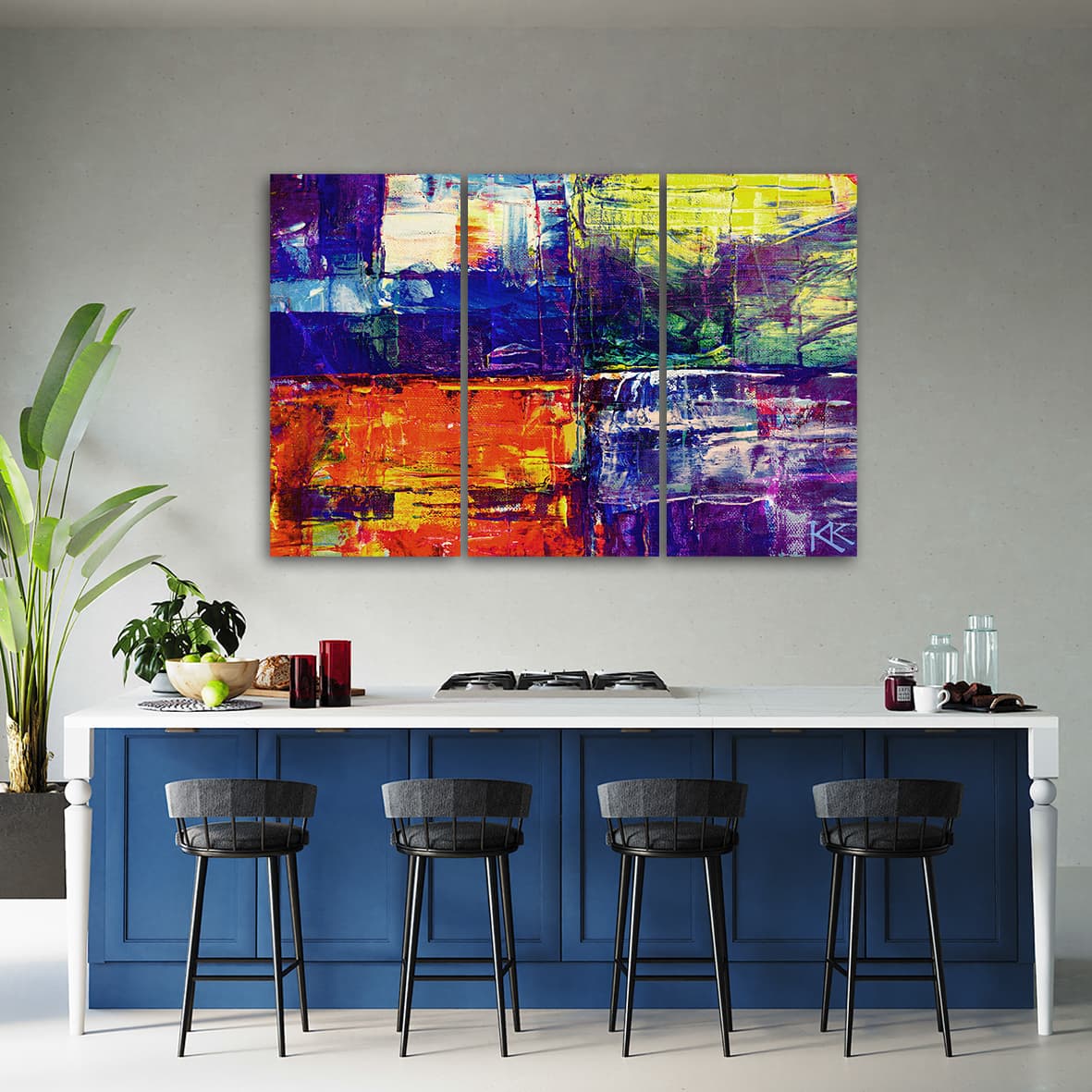 

Obraz trzyczęściowy Deco Panel, Kolorowa abstrakcja ręcznie malowana (Rozmiar 150x100)
