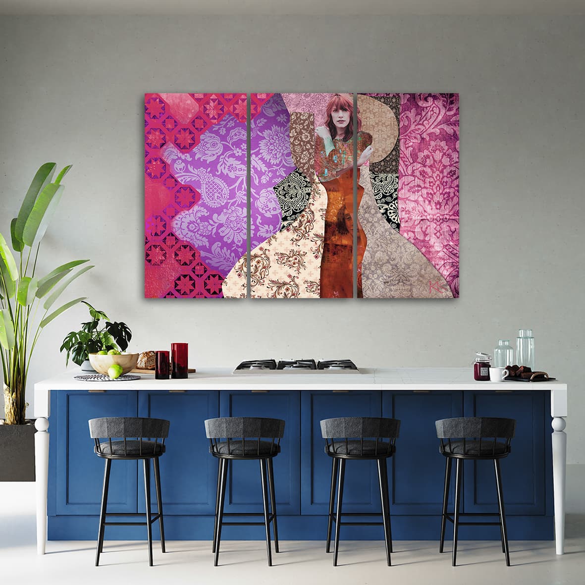 

Obraz trzyczęściowy Deco Panel, Kobieta na ozdobnym tle (Rozmiar 90x60)