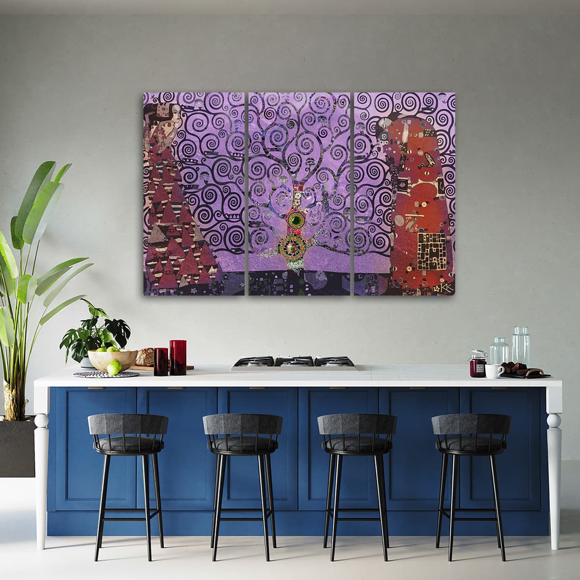 

Obraz trzyczęściowy Deco Panel, Fioletowe drzewo życia abstrakcja (Rozmiar 150x100)